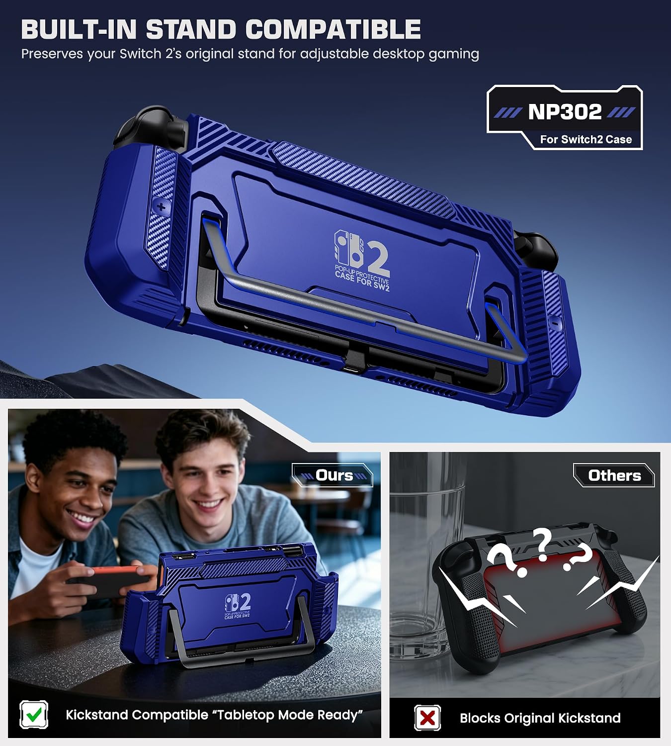 FUNDA PROTECTORA NINABXY PARA NINTENDO SWITCH 2 AZUL MEDIANOCHE - 3