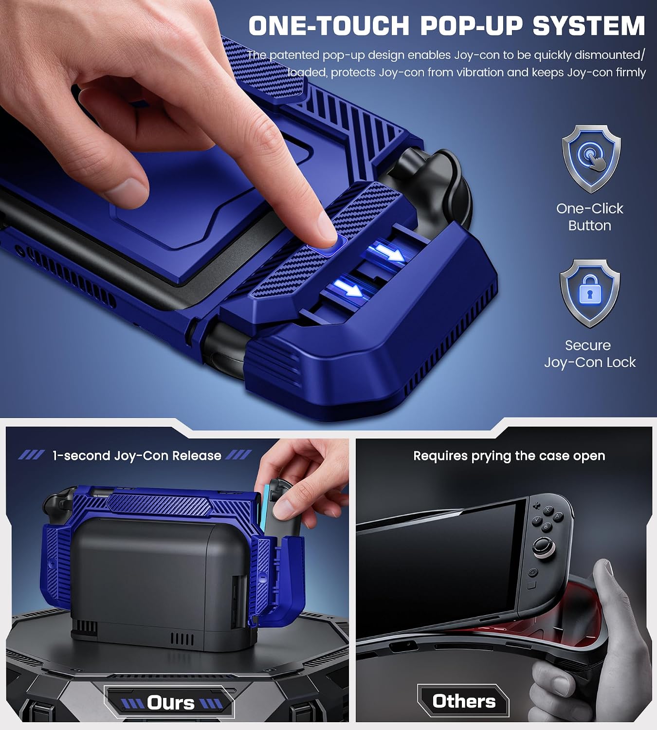 FUNDA PROTECTORA NINABXY PARA NINTENDO SWITCH 2 AZUL MEDIANOCHE - 4