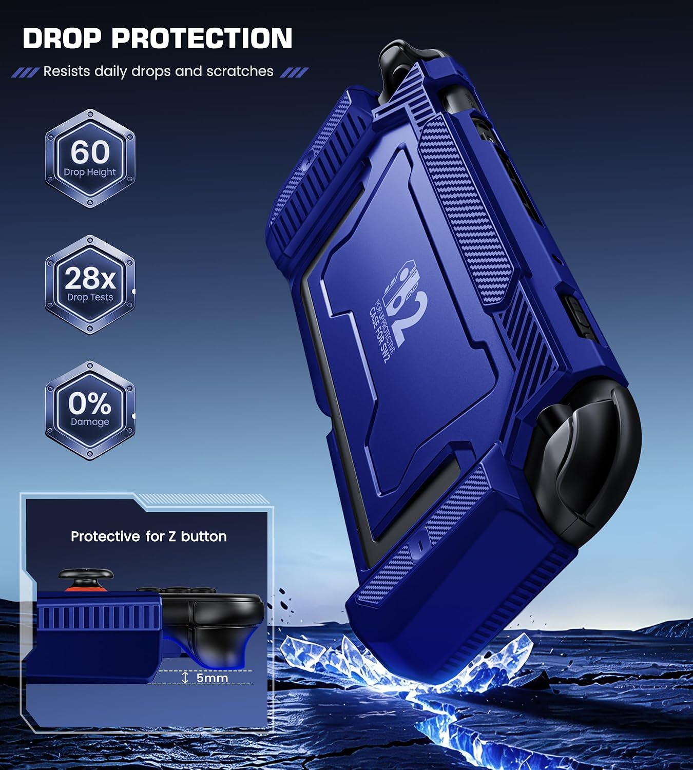 FUNDA PROTECTORA NINABXY PARA NINTENDO SWITCH 2 AZUL MEDIANOCHE - 5