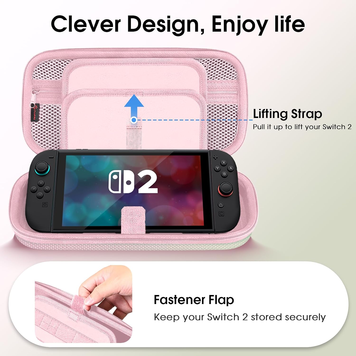 ESTUCHE RÍGIDO FINTIE PARA NINTENDO SWITCH 2 (2025) ROSA VERDE - 5