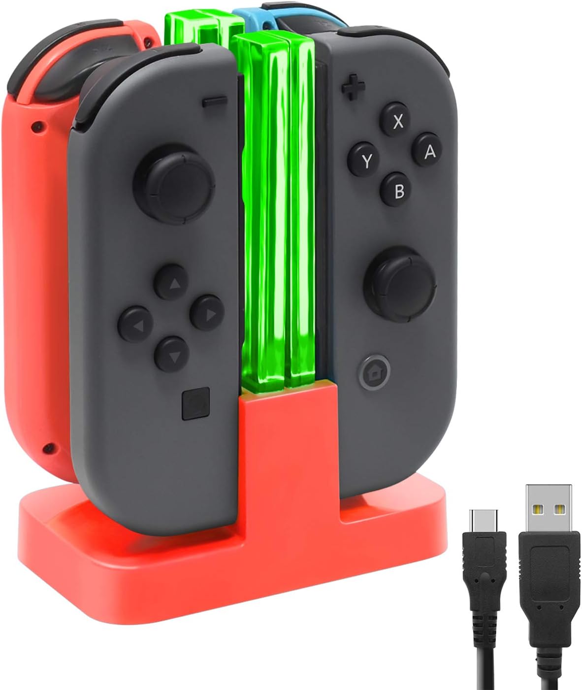 CARGADOR PARA CONTROLES SWITCH FASTSNAIL PARA JOYCONS ROJO - 1