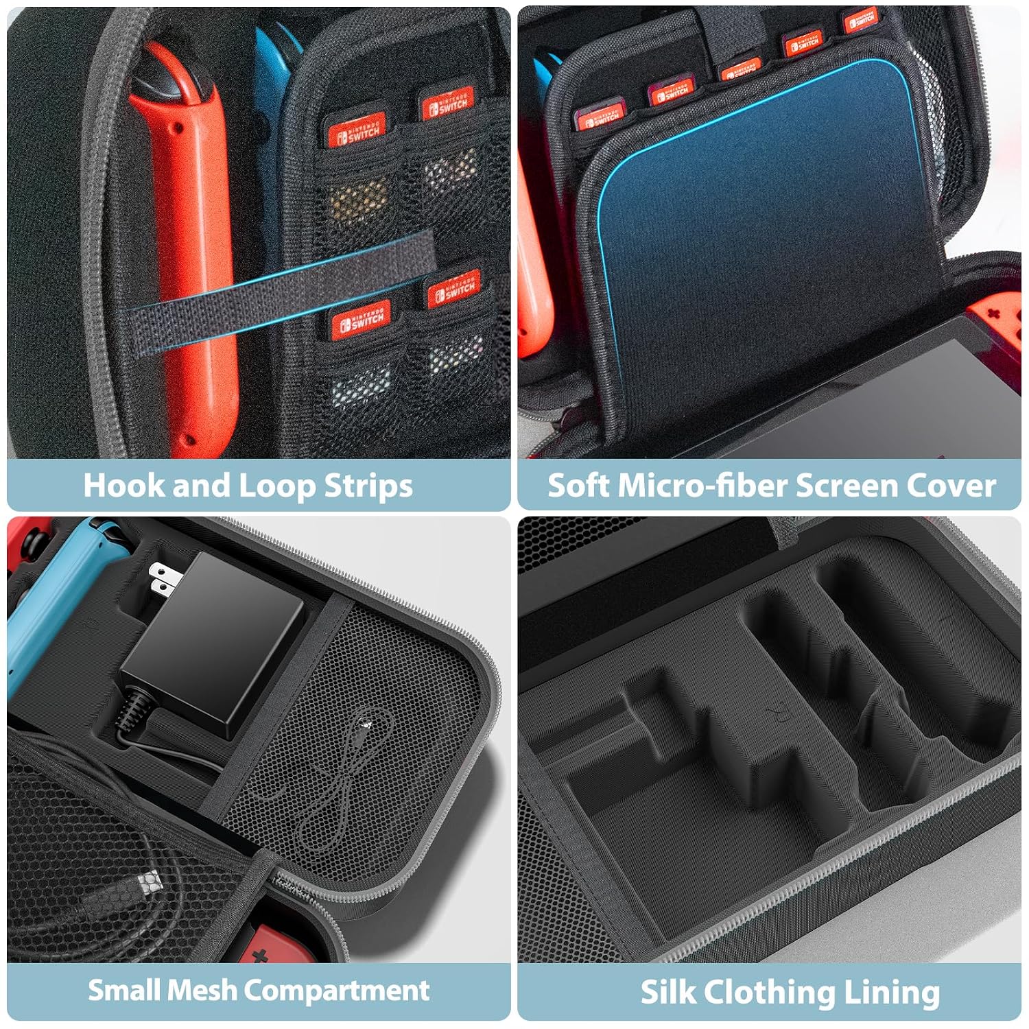 ESTUCHE PARA NINTENDO SWITCH OIVO SWITCH 1 GRIS CON CAPACIDAD PARA 20 JUEGOS - 5