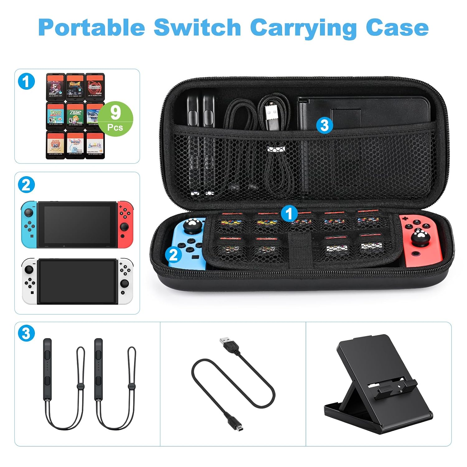 ESTUCHE PARA NINTENDO SWITCH YOUNIK SWITCH CASE 11 EN 1 NEGRO - 2