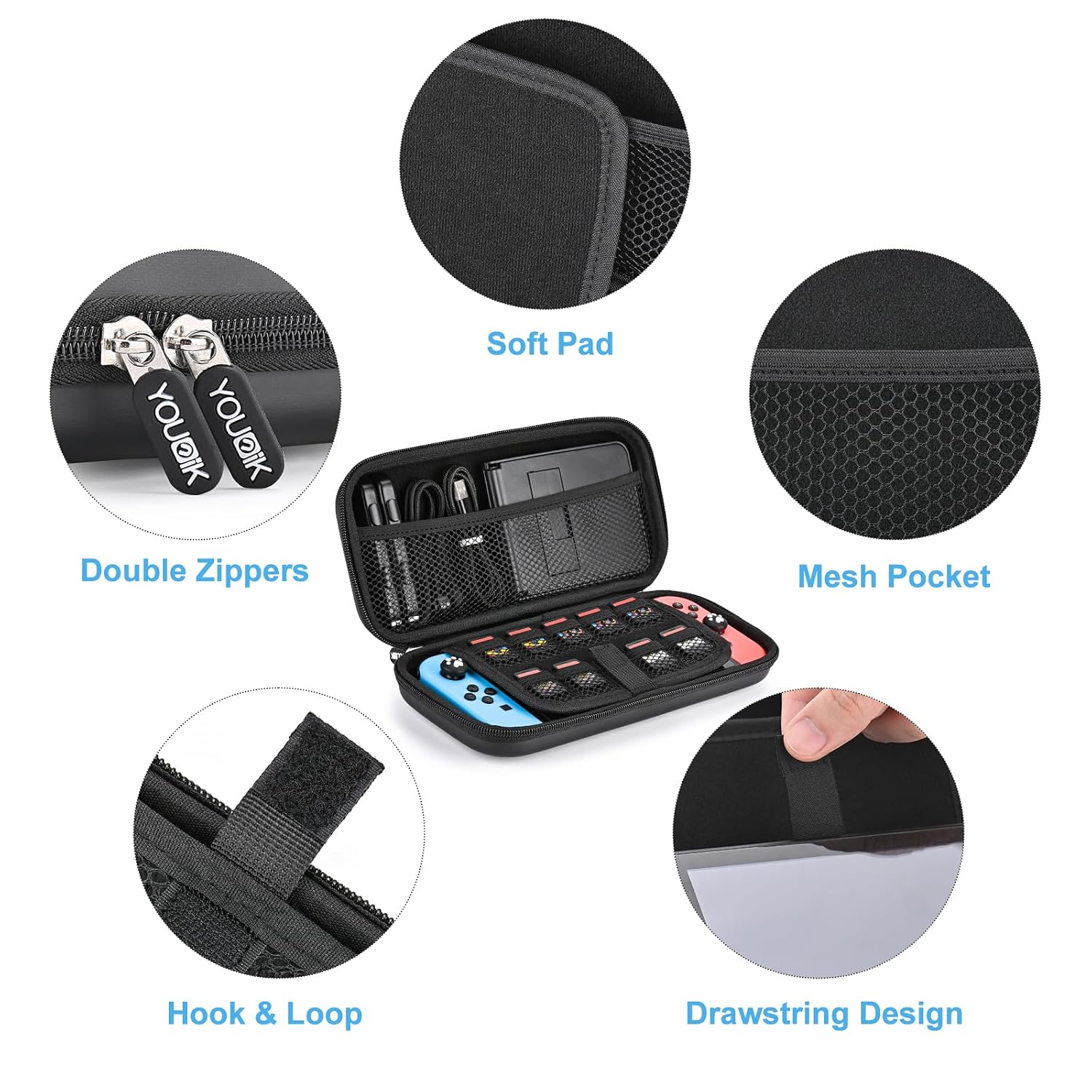 ESTUCHE PARA NINTENDO SWITCH YOUNIK SWITCH CASE 11 EN 1 NEGRO - 3