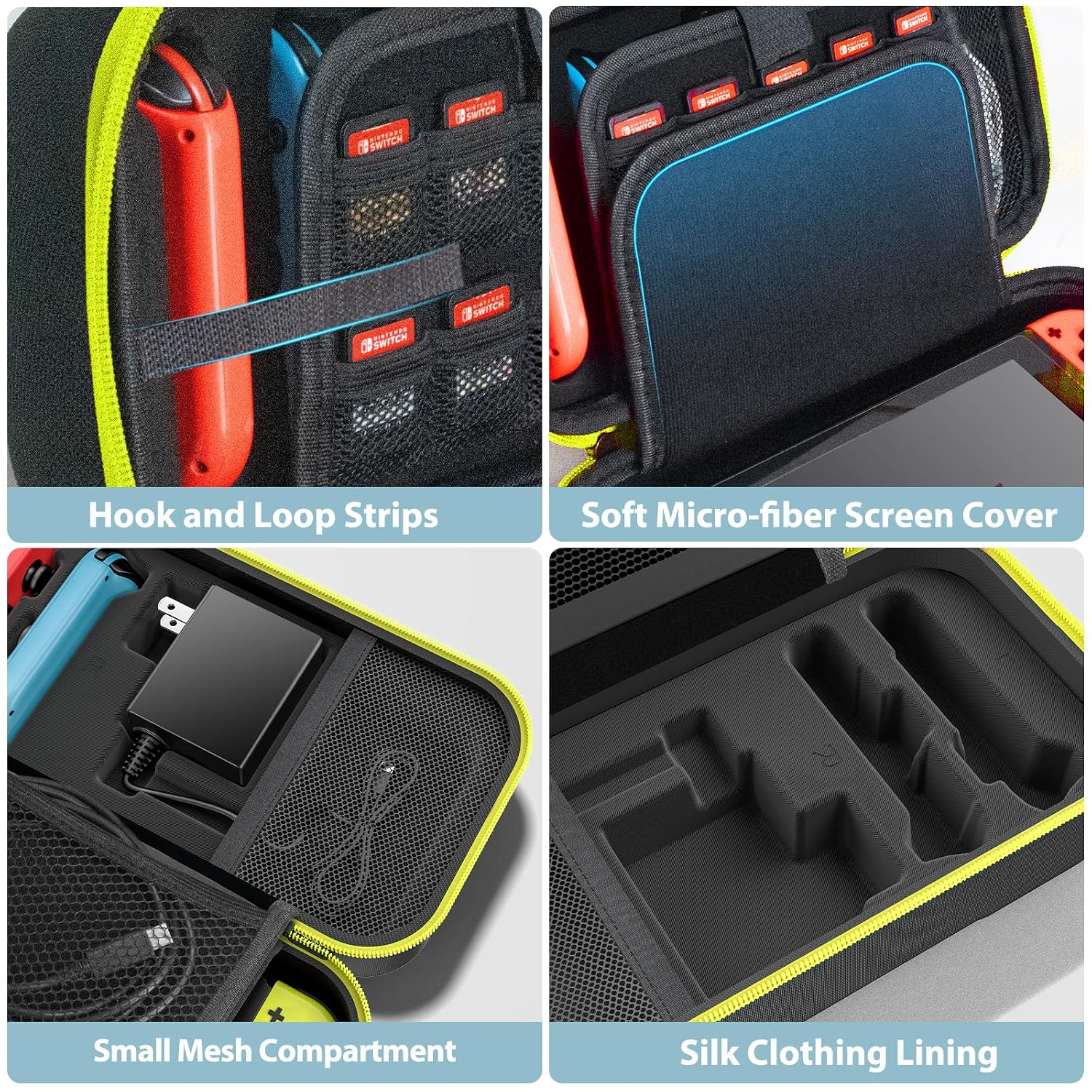 ESTUCHE PARA NINTENDO SWITCH OIVO OLED RÍGIDO AMARILLO CON CAPACIDAD PARA 20 JUEGOS - 5