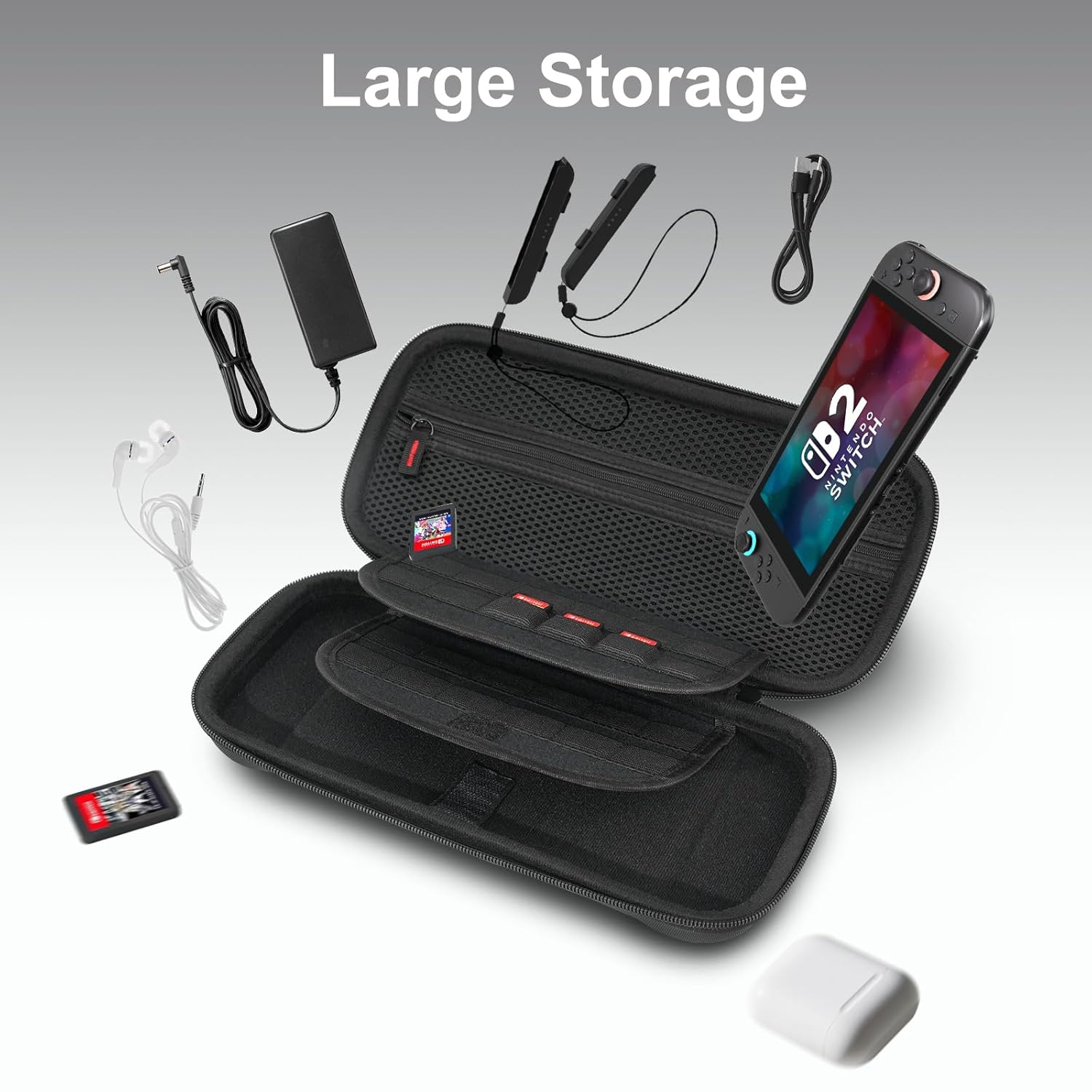 ESTUCHE PARA NINTENDO SWITCH 2 COBAK GRAN CAPACIDAD 2025 NEGRO - 3