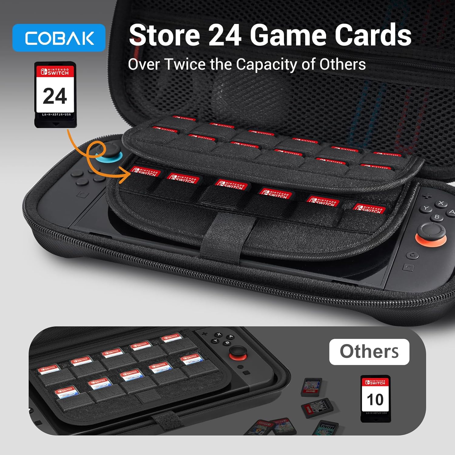 ESTUCHE PARA NINTENDO SWITCH 2 COBAK GRAN CAPACIDAD 2025 NEGRO - 4
