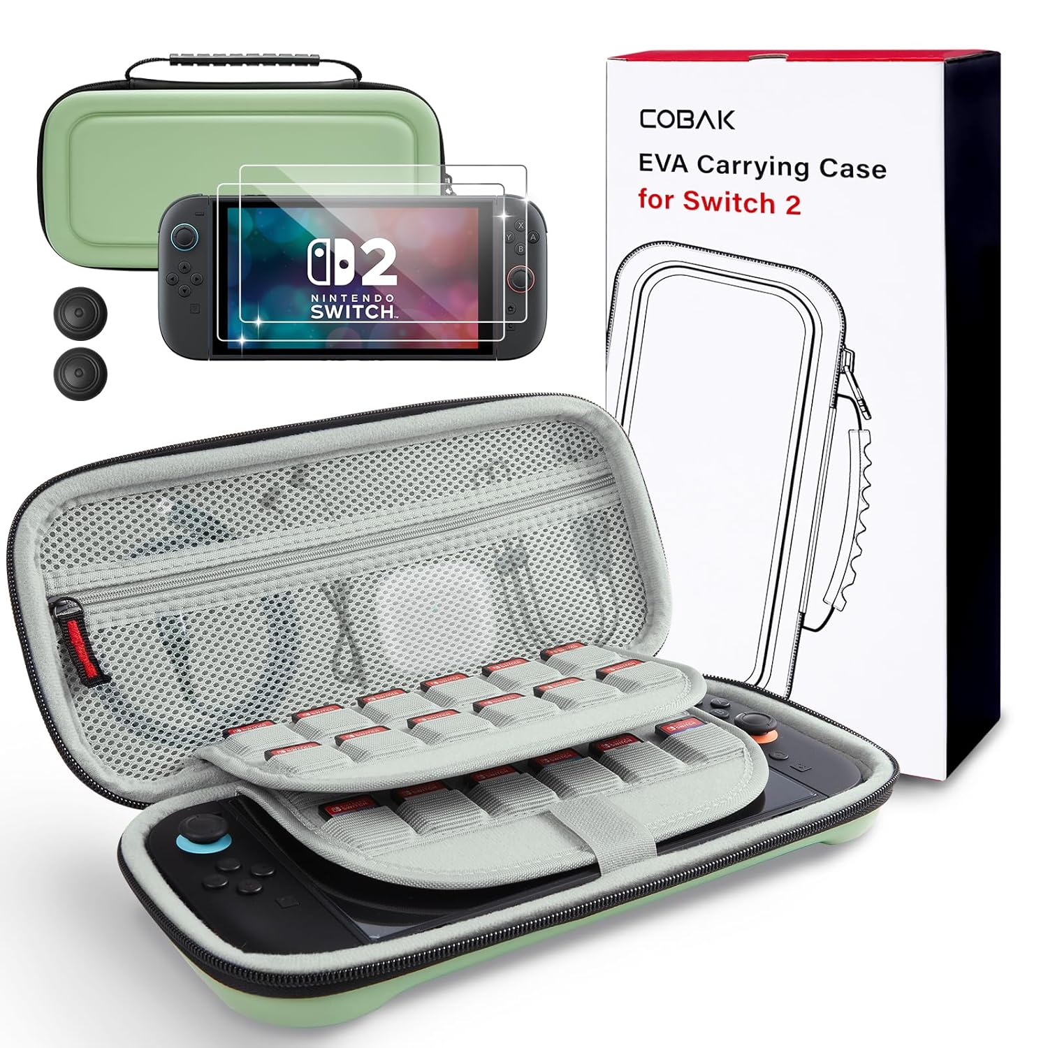 ESTUCHE PARA NINTENDO SWITCH 2 COBAK CAPACIDAD GRANDE MATCHA - 1