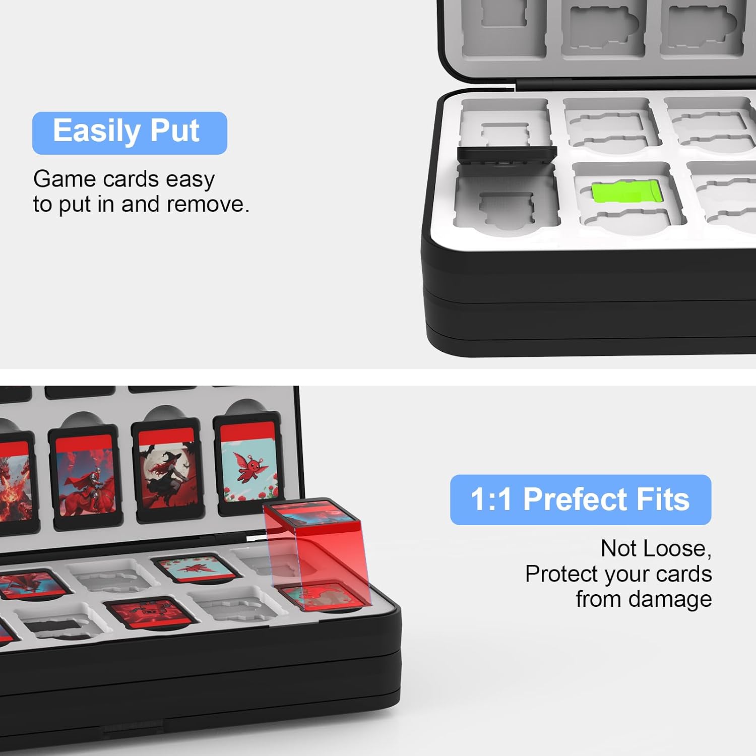 ESTUCHE PARA JUEGOS FIVTEK SWITCH COMPATIBLE SWITCH 2/SWITCH OLED/LITE CON 72 RANURAS PARA CARTUCHOS Y 120 PARA MICRO SD - 3