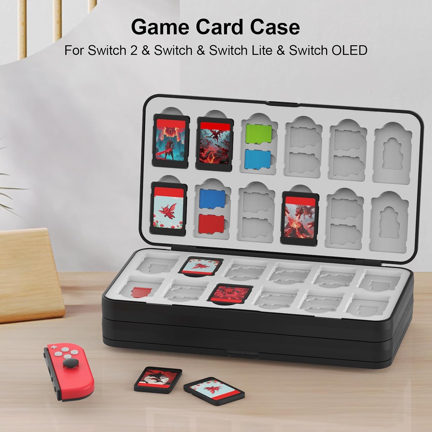 ESTUCHE PARA JUEGOS FIVTEK SWITCH COMPATIBLE SWITCH 2/SWITCH OLED/LITE CON 72 RANURAS PARA CARTUCHOS Y 120 PARA MICRO SD - 4