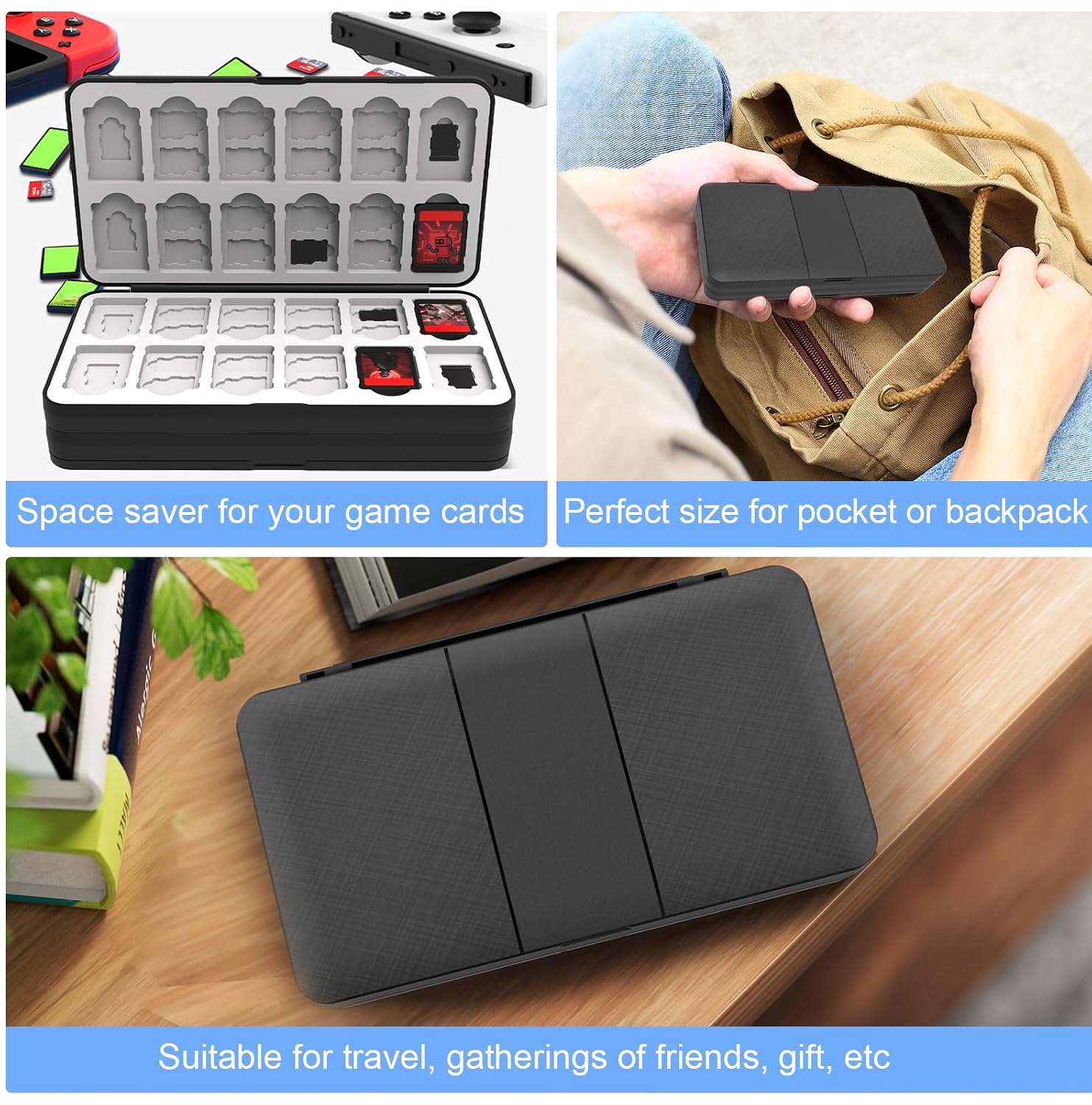 ESTUCHE PARA JUEGOS FIVTEK SWITCH COMPATIBLE SWITCH 2/SWITCH OLED/LITE CON 72 RANURAS PARA CARTUCHOS Y 120 PARA MICRO SD - 5
