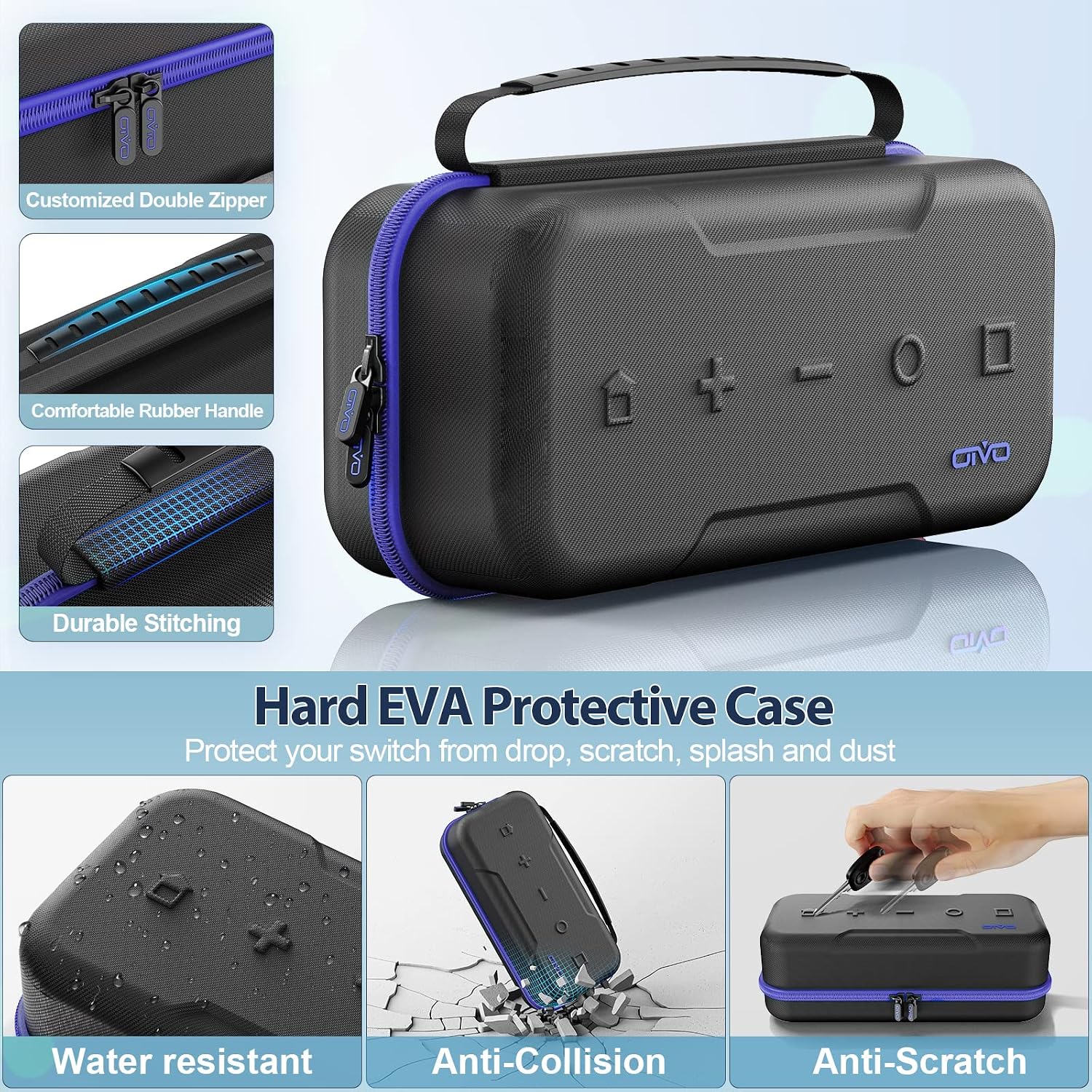 ESTUCHE PARA NINTENDO SWITCH OIVO AZUL PARA SWITCH Y OLED CON CAPACIDAD PARA 20 JUEGOS - 4