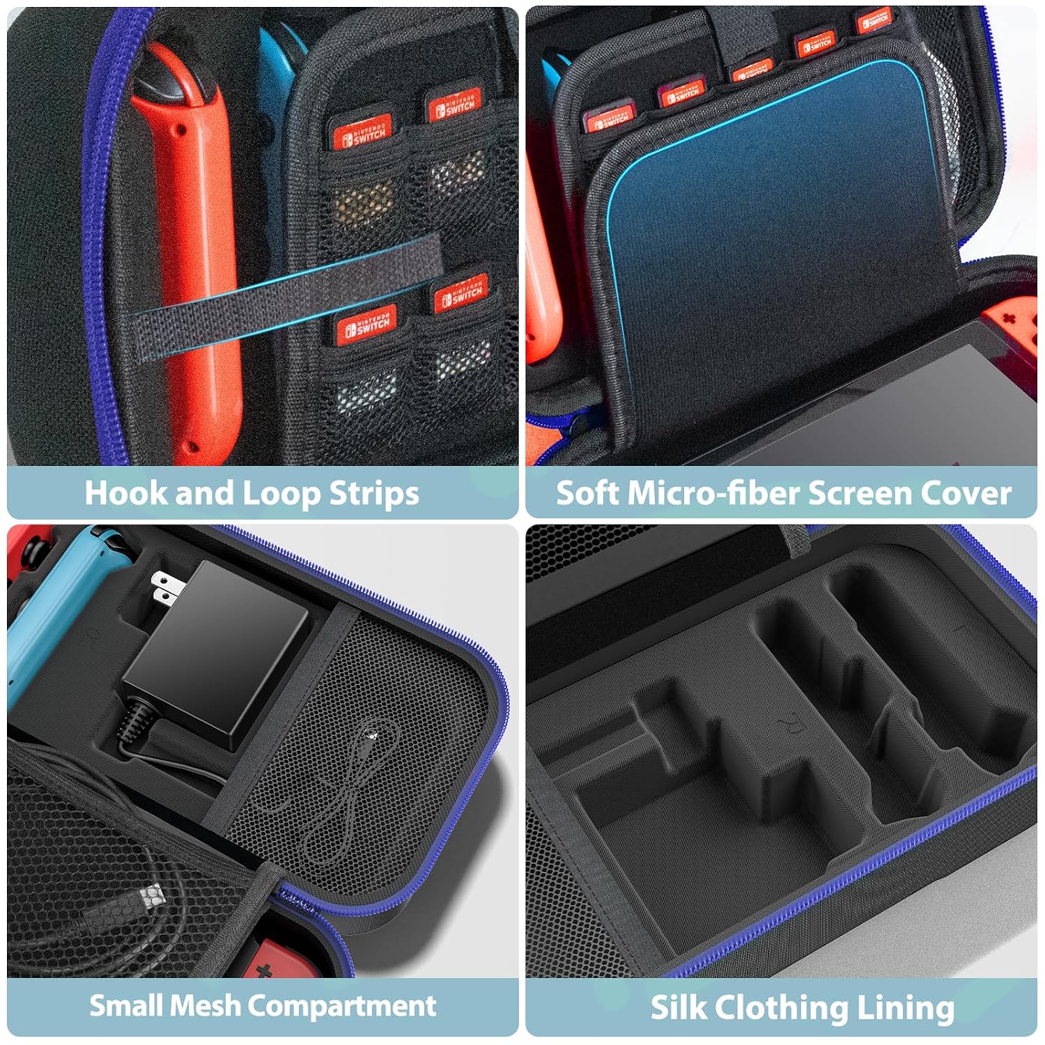 ESTUCHE PARA NINTENDO SWITCH OIVO AZUL PARA SWITCH Y OLED CON CAPACIDAD PARA 20 JUEGOS - 5