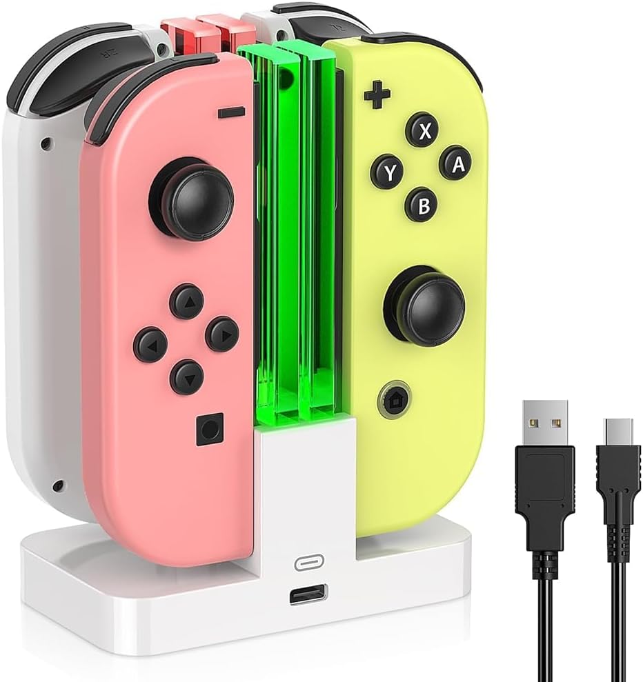 CARGADOR PARA CONTROLES SWITCH FASTSNAIL PARA JOYCONS BLANCO - 1
