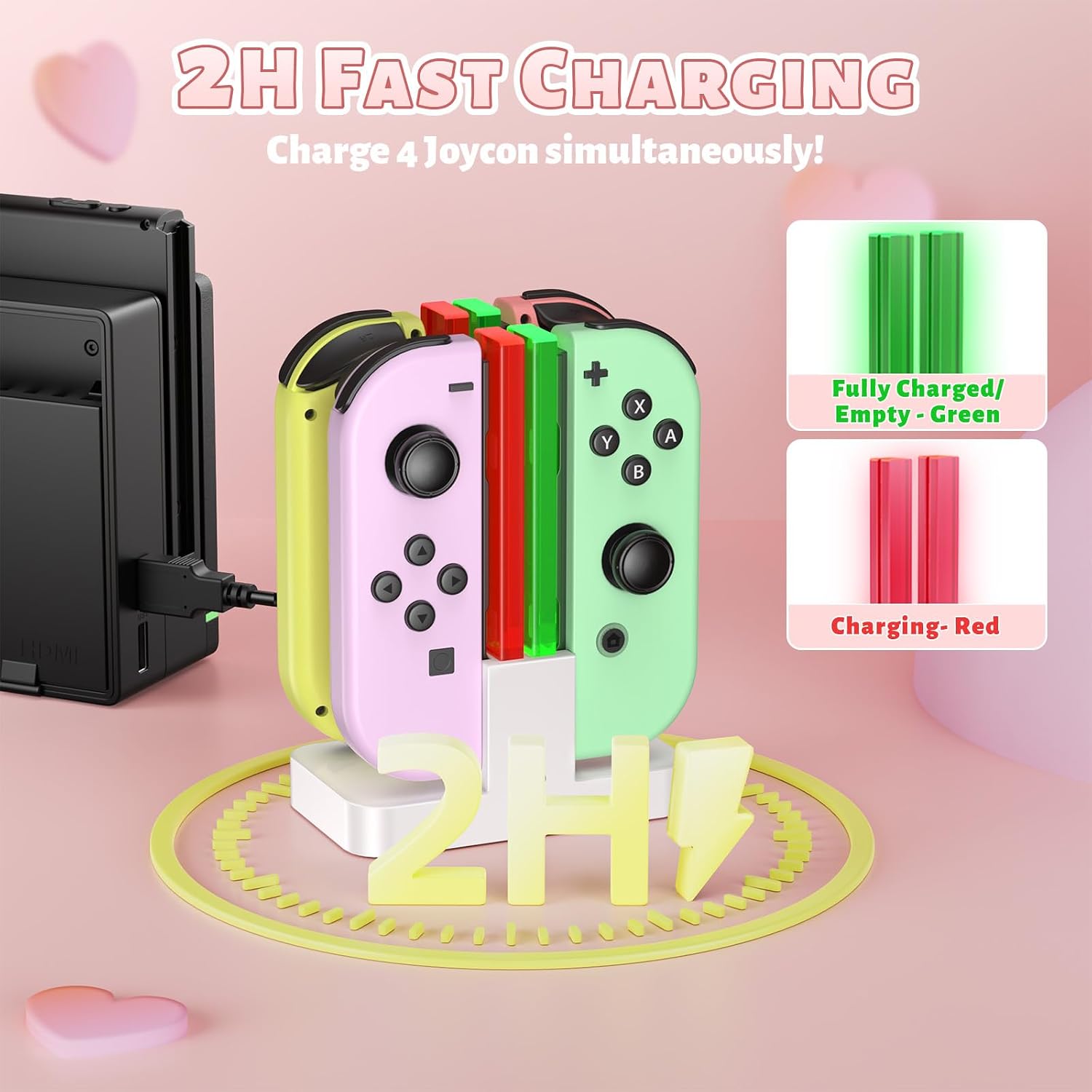 CARGADOR PARA CONTROLES SWITCH FASTSNAIL PARA JOYCONS BLANCO - 2