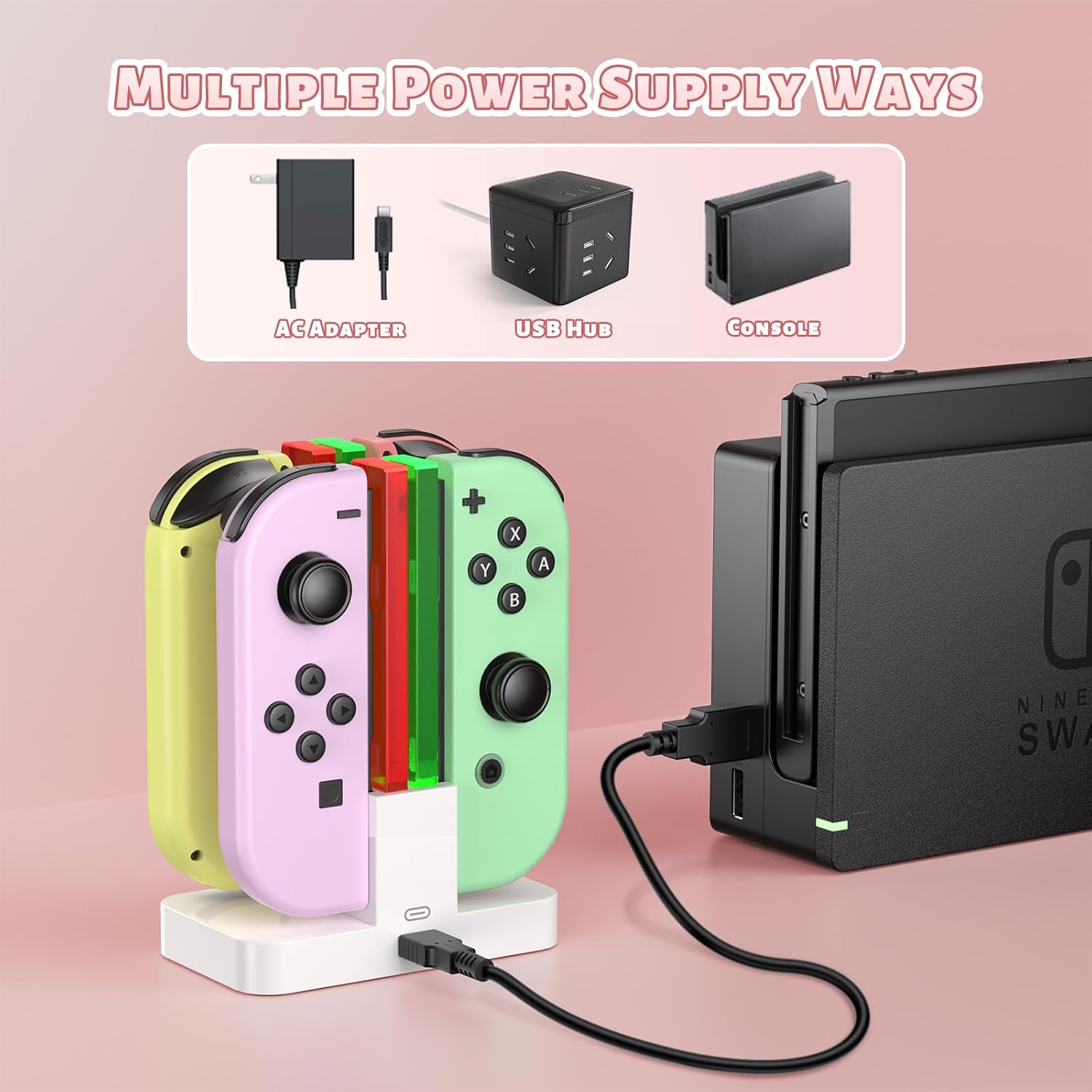 CARGADOR PARA CONTROLES SWITCH FASTSNAIL PARA JOYCONS BLANCO - 5