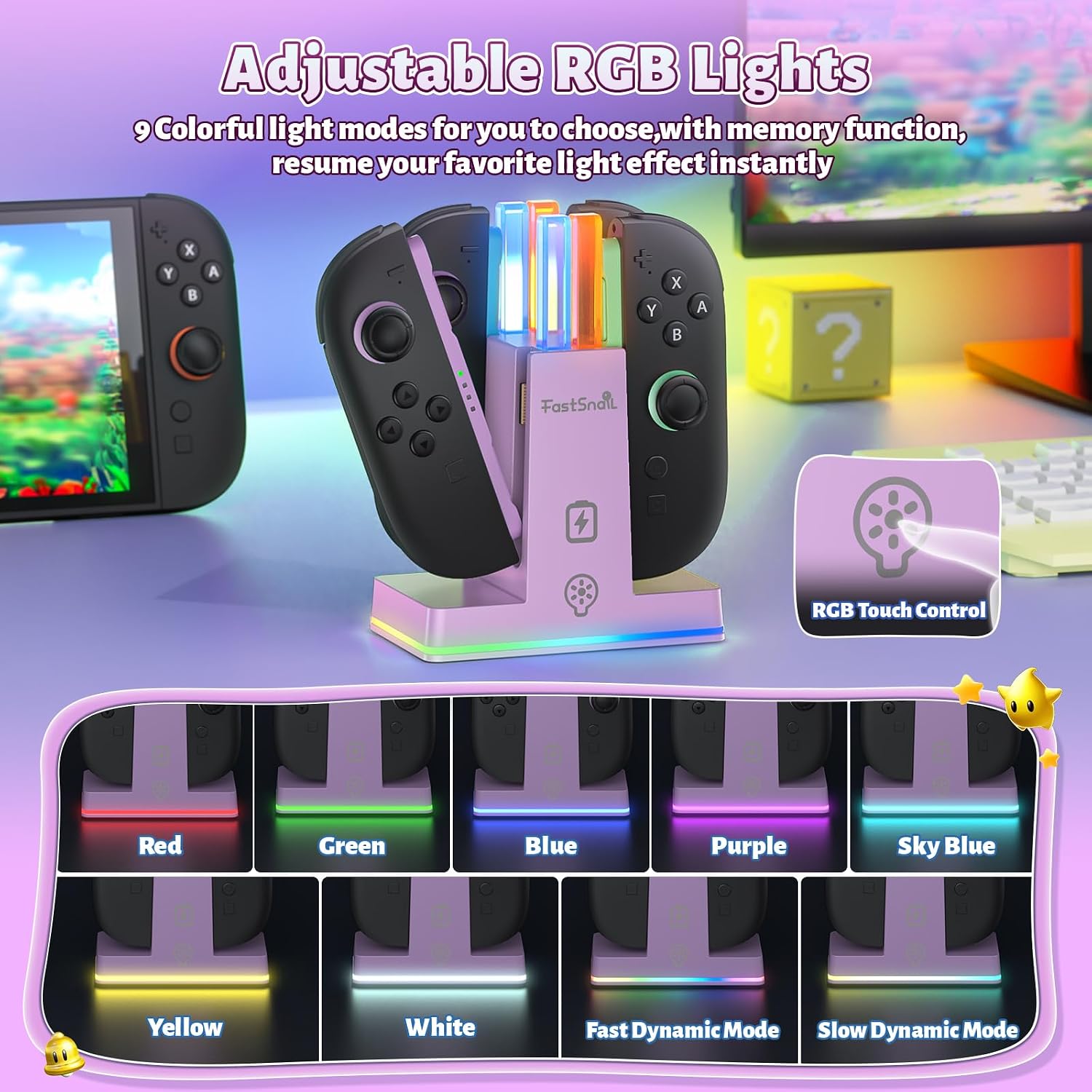 DOCK CARGADOR PARA CONTROL NINTENDO SWITCH 2 FASTSNAIL - 3