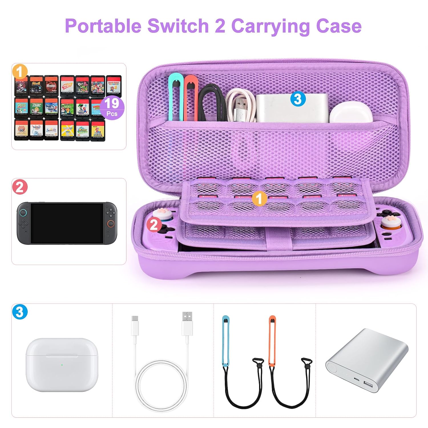 KIT DE ACCESORIOS PARA SWITCH 2 YOUNIK 15 EN 1 MORADO - 2