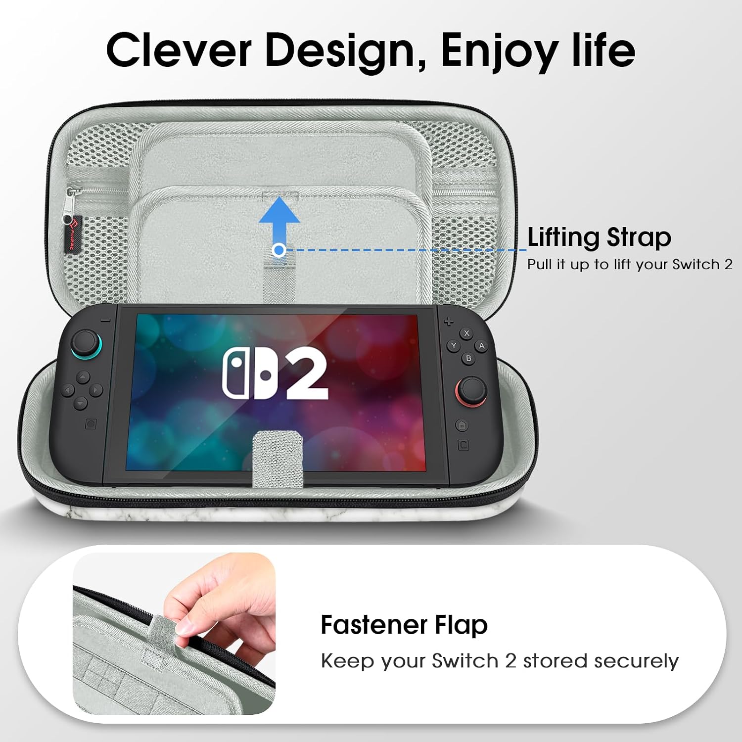 ESTUCHE RÍGIDO FINTIE PARA NINTENDO SWITCH 2 (2025) MÁRMOL - 5