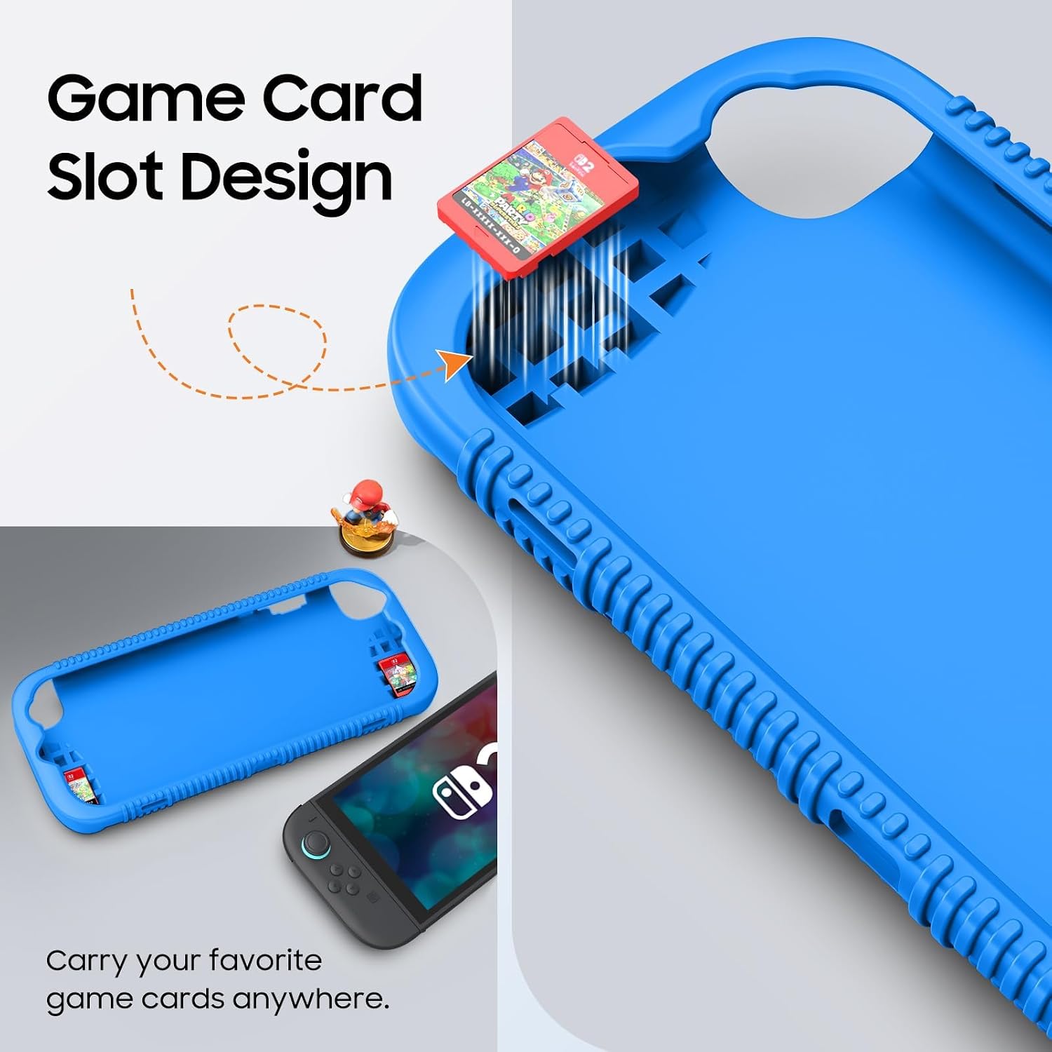 FUNDA PROTECTORA DE SILICONA SUAVE FINTIE PARA NINTENDO SWITCH 2 (2025) 7.9 PULGADAS AZUL - 4