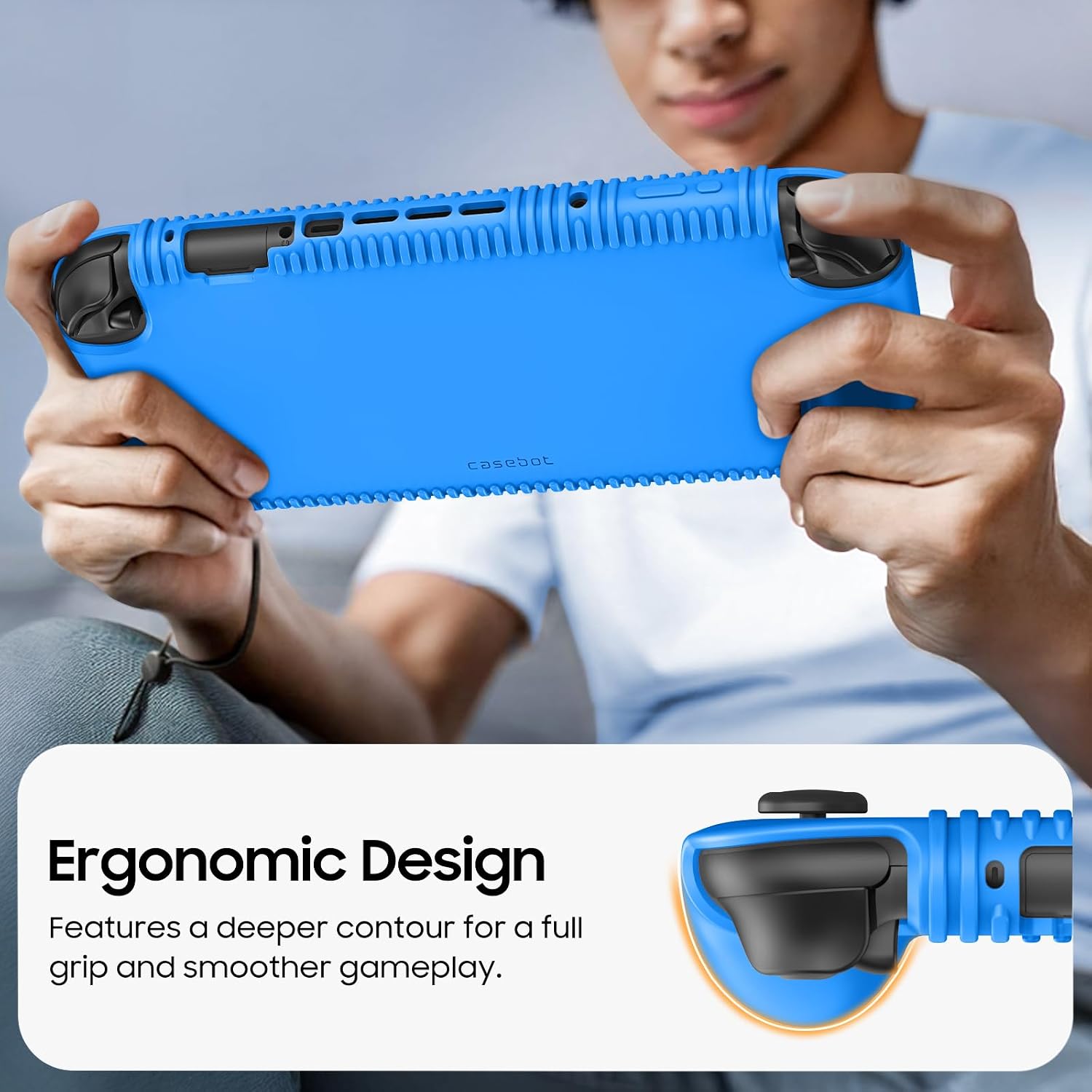 FUNDA PROTECTORA DE SILICONA SUAVE FINTIE PARA NINTENDO SWITCH 2 (2025) 7.9 PULGADAS AZUL - 5