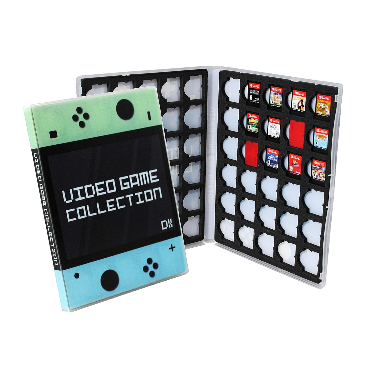 ESTUCHE UNIKEEP PARA CARTUCHOS NINTENDO SWITCH VERDE Y AZUL CAPACIDAD 60 - 4