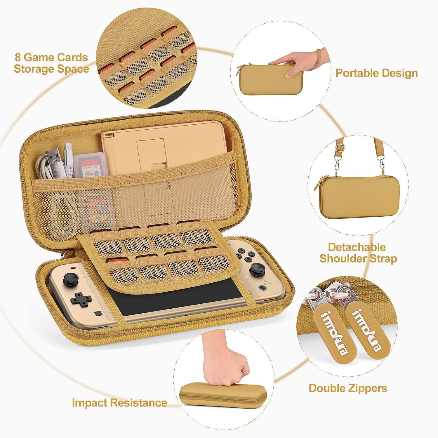 FUNDA PARA SWITCH LITE INNOAURA CON 18 ACCESORIOS DORADA - 4