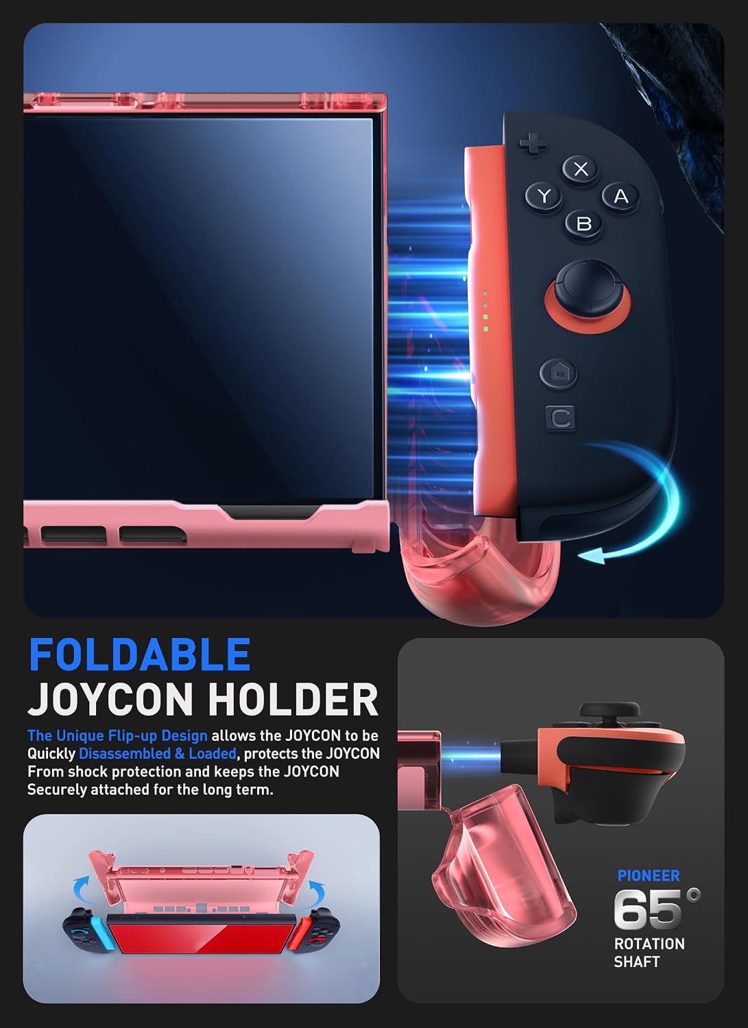 FUNDA MUMBA DOCKABLE CLEAR PARA NINTENDO SWITCH 2 2025 ROSA - 3