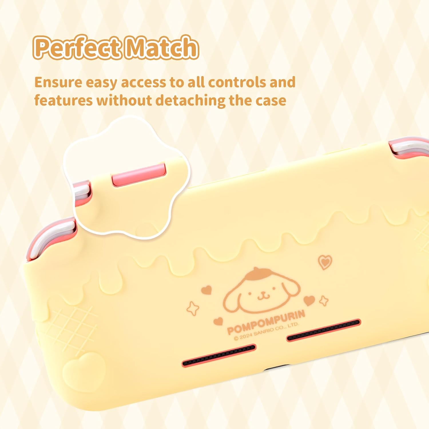 FUNDA PROTECTORA KUITMOR PARA SWITCH LITE SILICONA AMARILLA POMPOMPURIN - 5