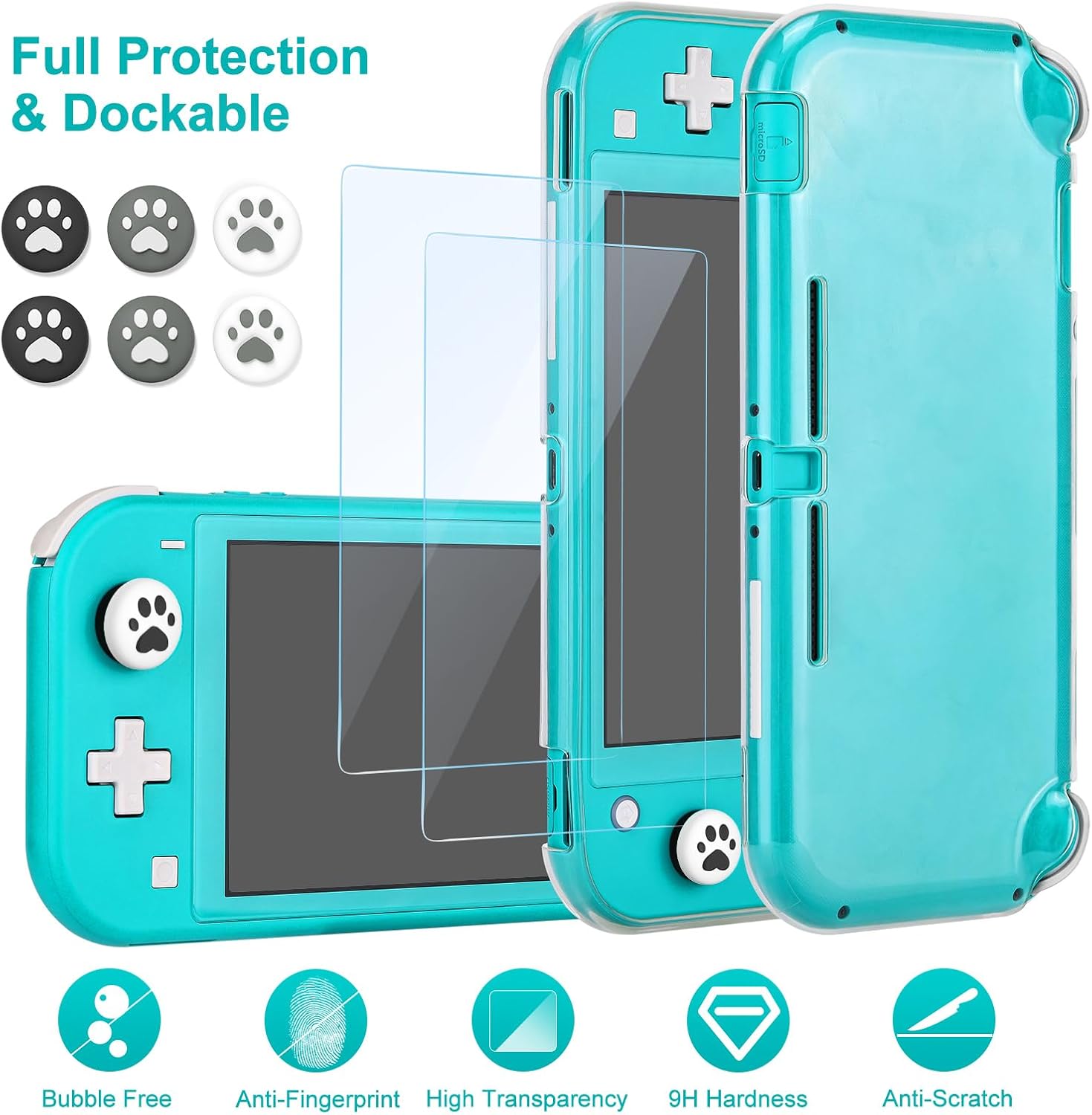 FUNDA PARA SWITCH LITE INNOAURA 12 EN 1 CON ACCESORIOS Y ESTUCHE PROTECTOR NEGRO - 3