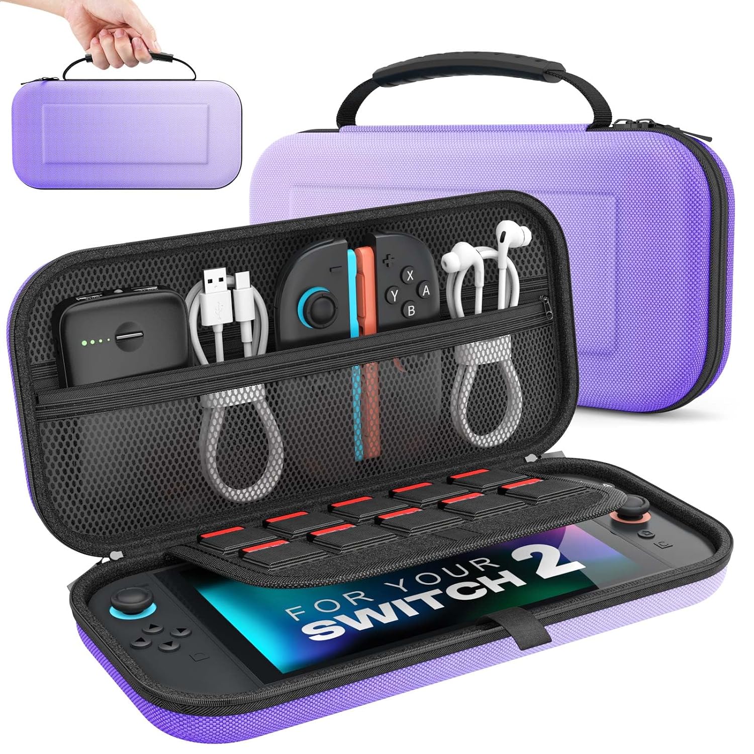 ESTUCHE MOKO PARA NINTENDO SWITCH 2 2025 CON CAPACIDAD PARA 10 CARTUCHOS COLOR MORADO DEGRADADO - 1