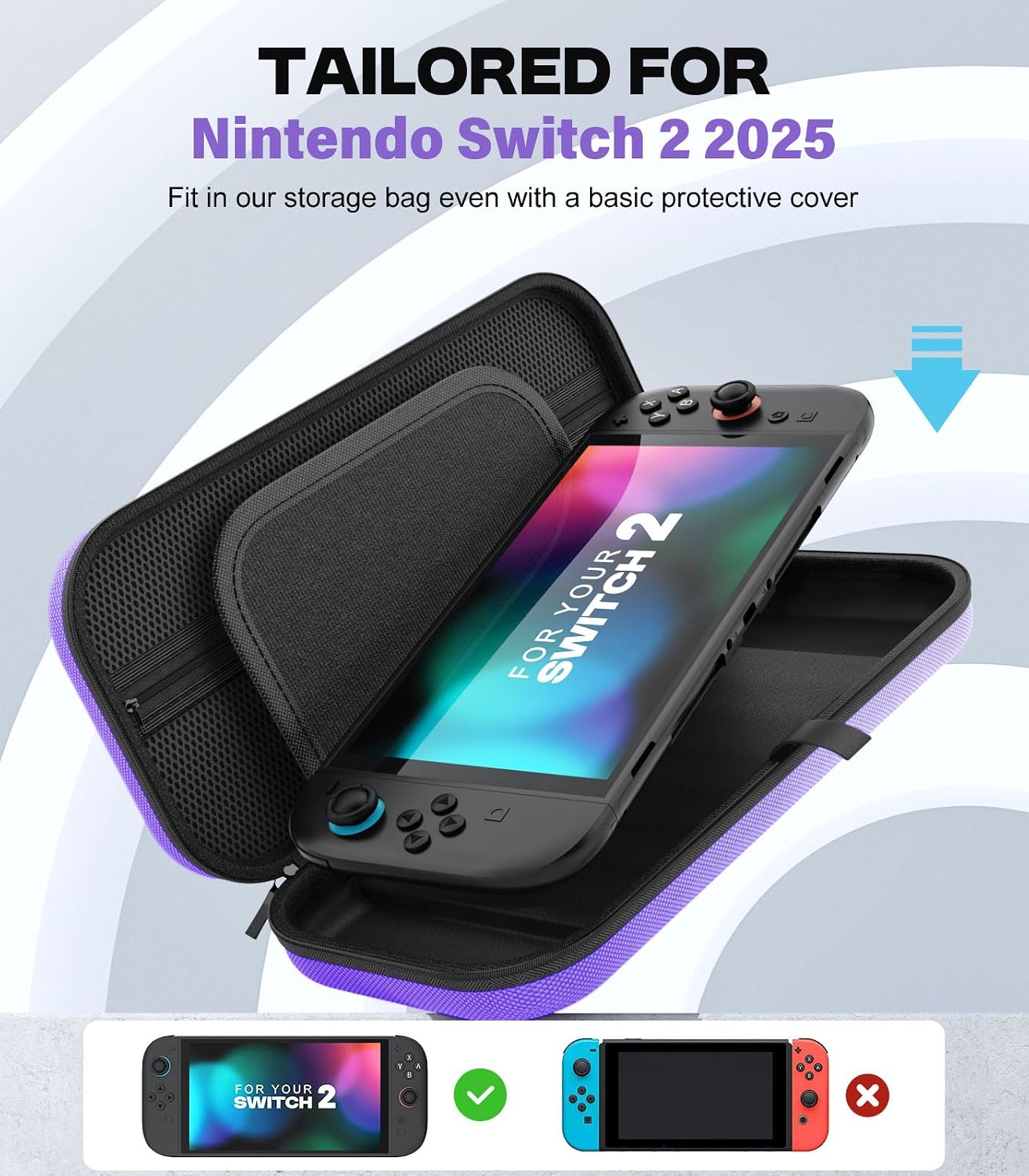 ESTUCHE MOKO PARA NINTENDO SWITCH 2 2025 CON CAPACIDAD PARA 10 CARTUCHOS COLOR MORADO DEGRADADO - 2
