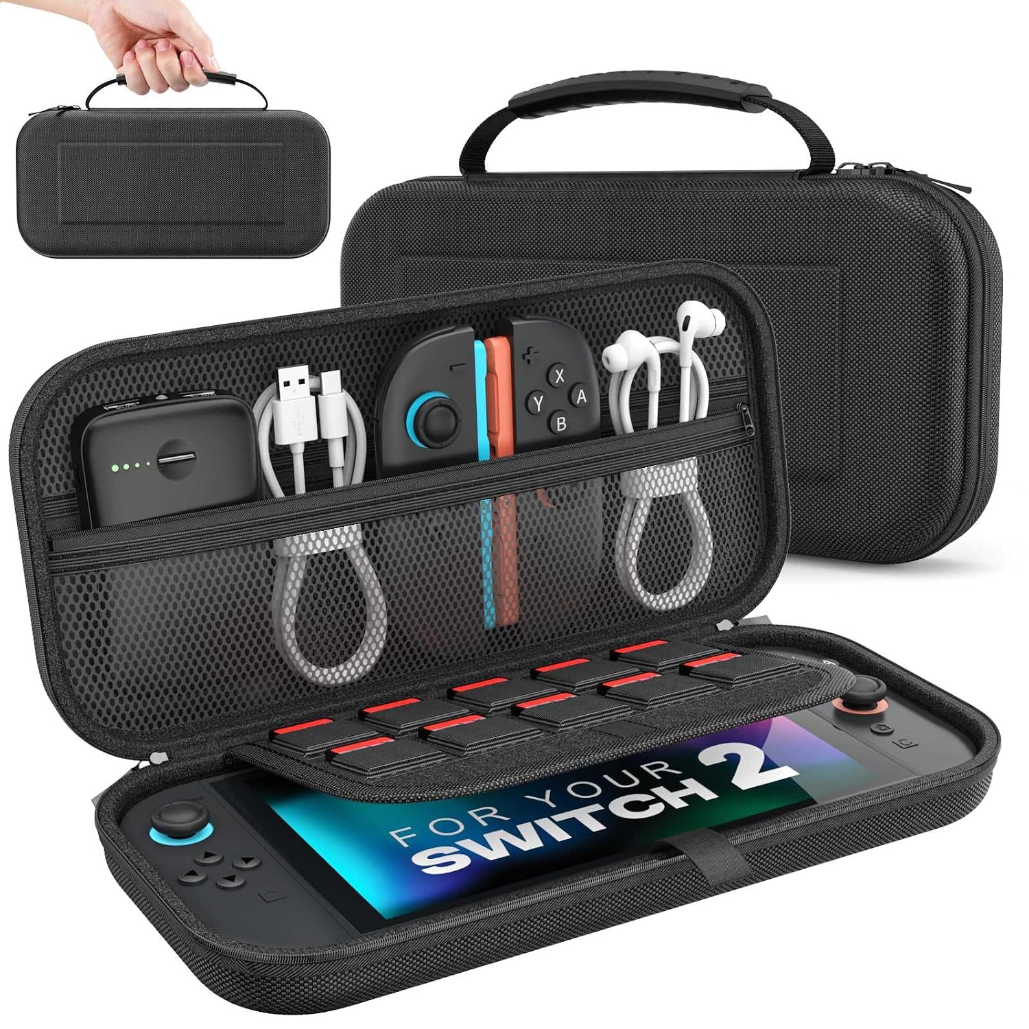 ESTUCHE MOKO PARA NINTENDO SWITCH 2 2025 CON CAPACIDAD PARA 10 CARTUCHOS Y BOLSILLOS - 1
