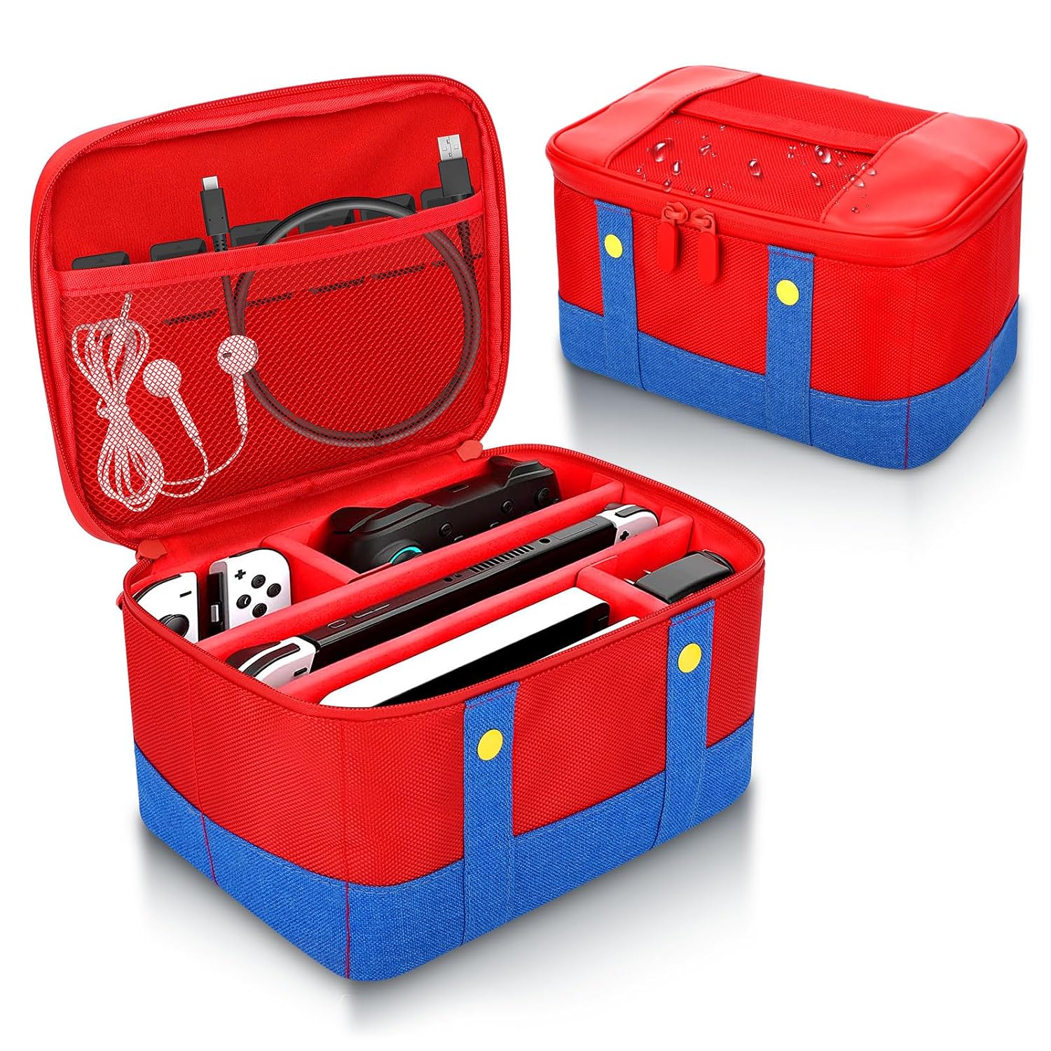 ESTUCHE VADAXX PARA NINTENDO SWITCH/LITE/OLED IMPERMEABLE ROJO Y AZUL - 1