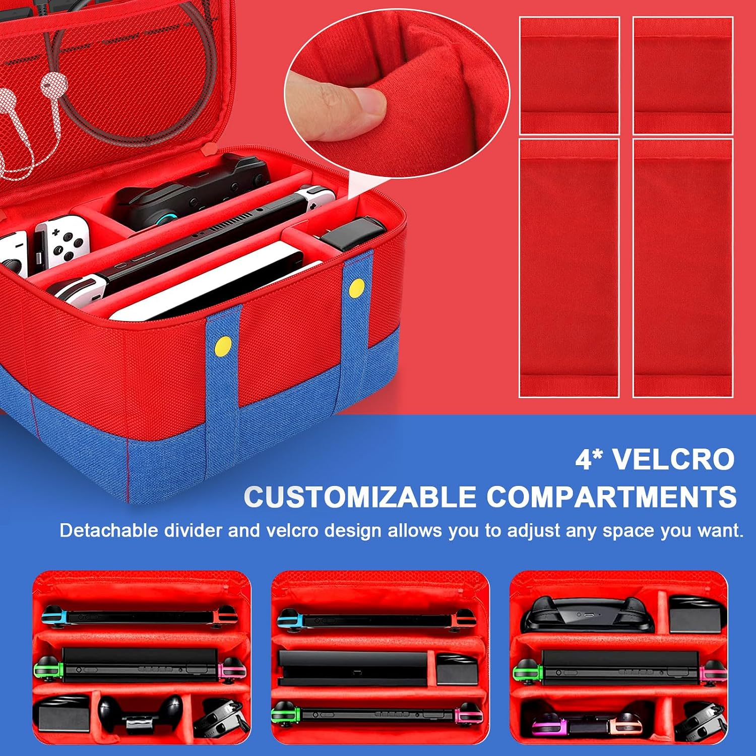ESTUCHE VADAXX PARA NINTENDO SWITCH/LITE/OLED IMPERMEABLE ROJO Y AZUL - 2