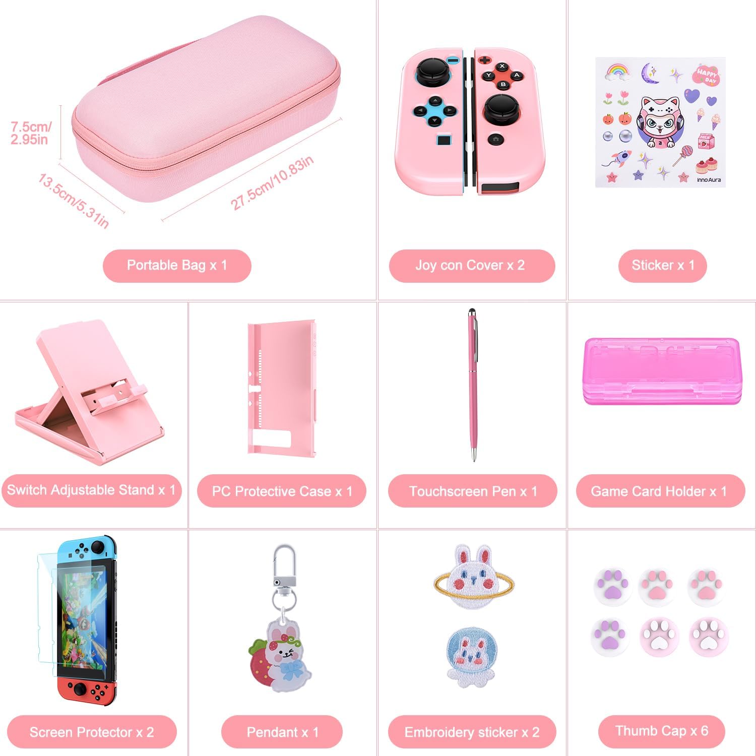 CASE PARA NINTENDO SWITCH INNOAURA 19 EN 1 ROSA - 2