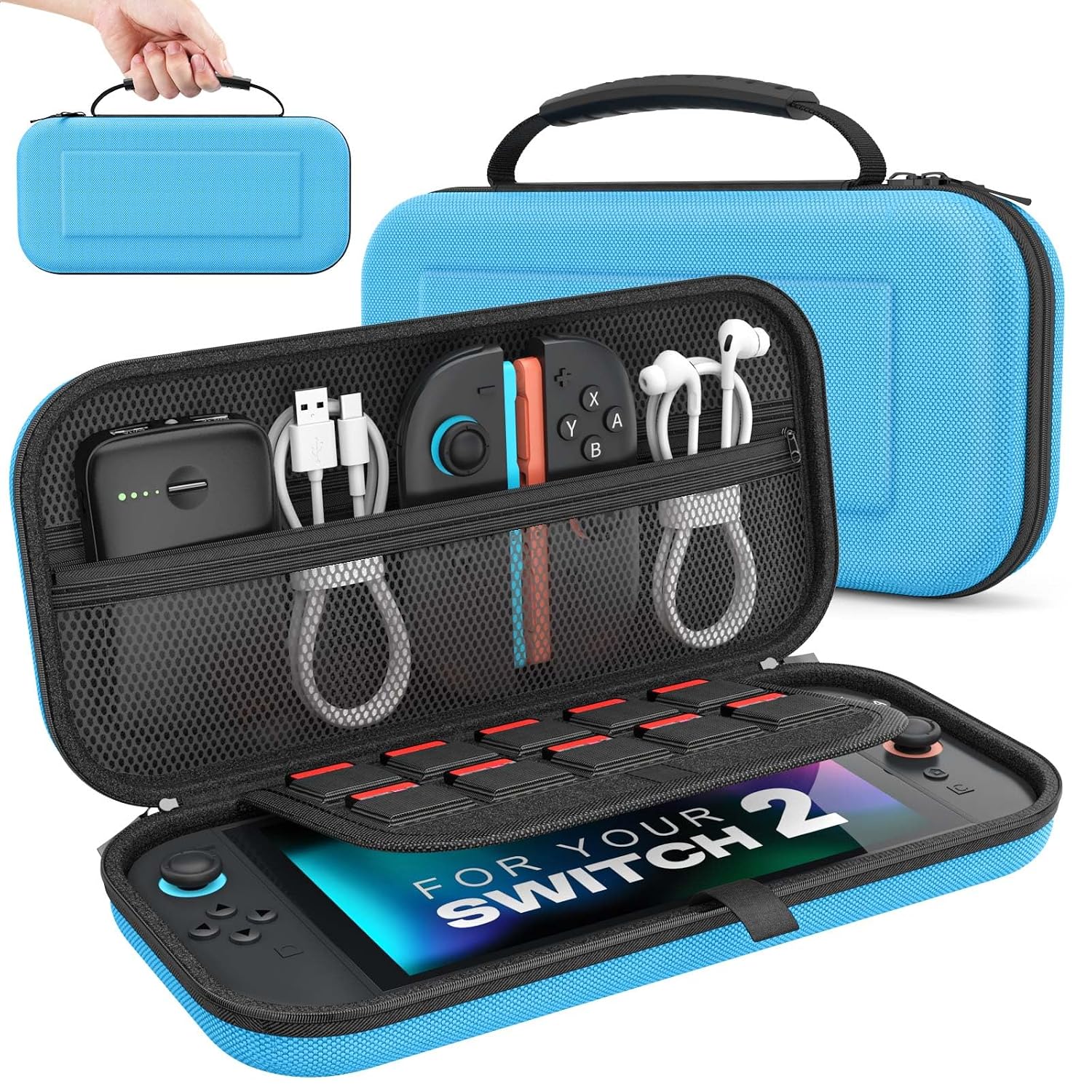 ESTUCHE MOKO PARA NINTENDO SWITCH 2 2025 CON CAPACIDAD PARA 10 CARTUCHOS COLOR AZUL - 1