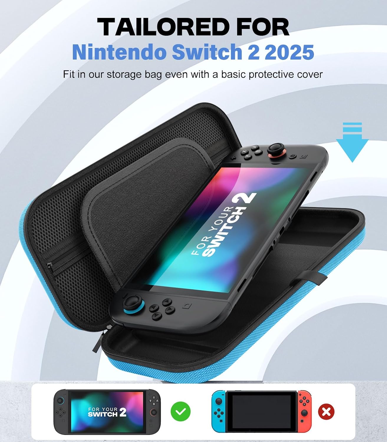 ESTUCHE MOKO PARA NINTENDO SWITCH 2 2025 CON CAPACIDAD PARA 10 CARTUCHOS COLOR AZUL - 2