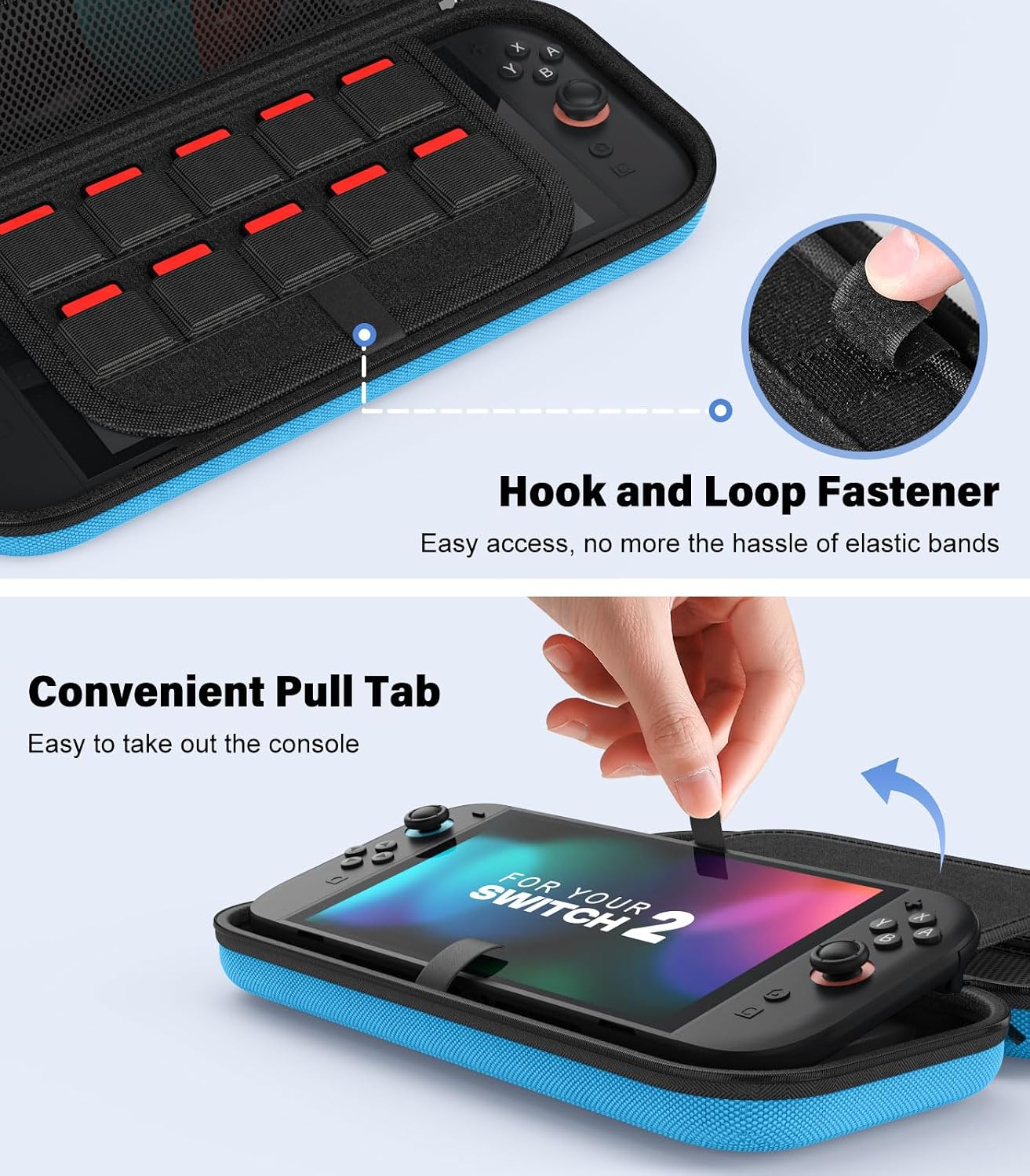 ESTUCHE MOKO PARA NINTENDO SWITCH 2 2025 CON CAPACIDAD PARA 10 CARTUCHOS COLOR AZUL - 4