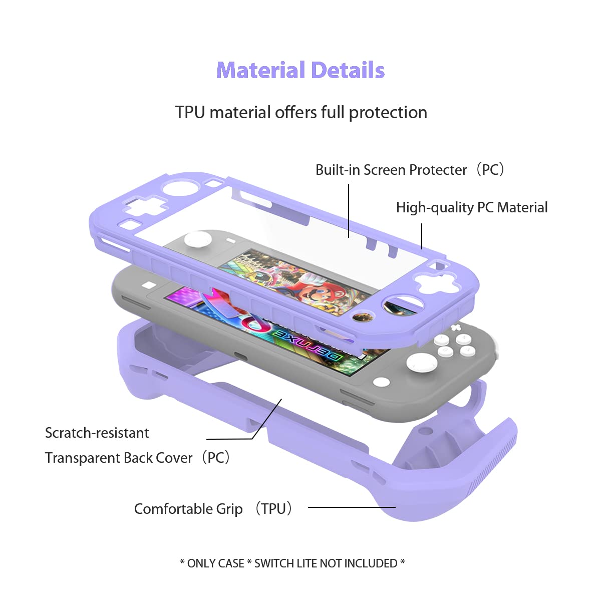 FUNDA PROTECTORA FIWWAT PARA NINTENDO SWITCH LITE MORADA - 5