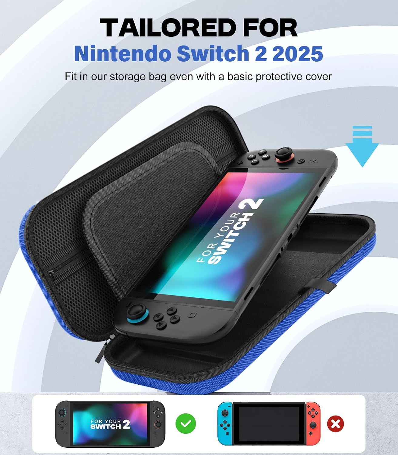 FUNDA MOKO PARA NINTENDO SWITCH 2 2025 INDIGO CON CAPACIDAD PARA 10 CARTUCHOS Y BOLSILLOS - 2