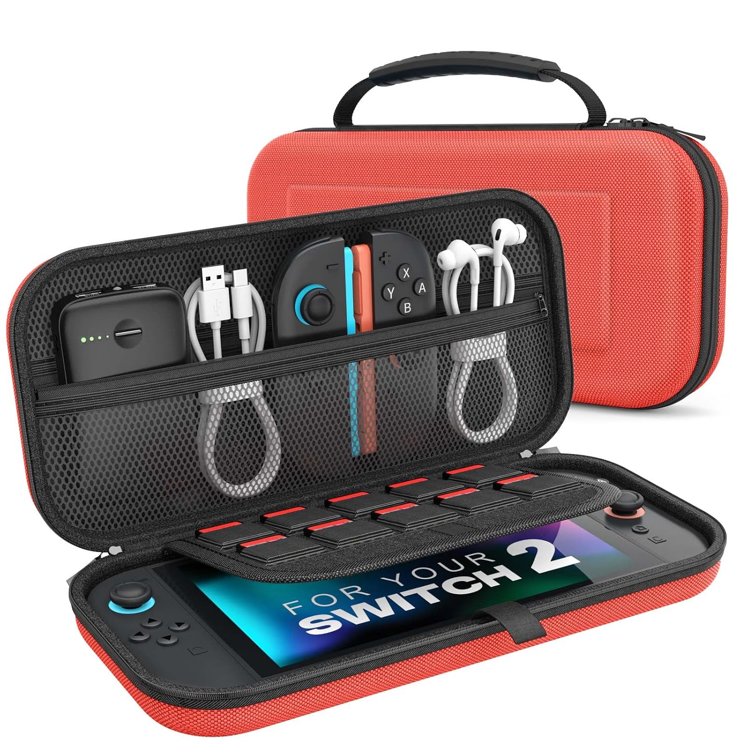 ESTUCHE MOKO PARA NINTENDO SWITCH 2 2025 CON CAPACIDAD PARA 10 CARTUCHOS COLOR NARANJA ROJIZO - 1
