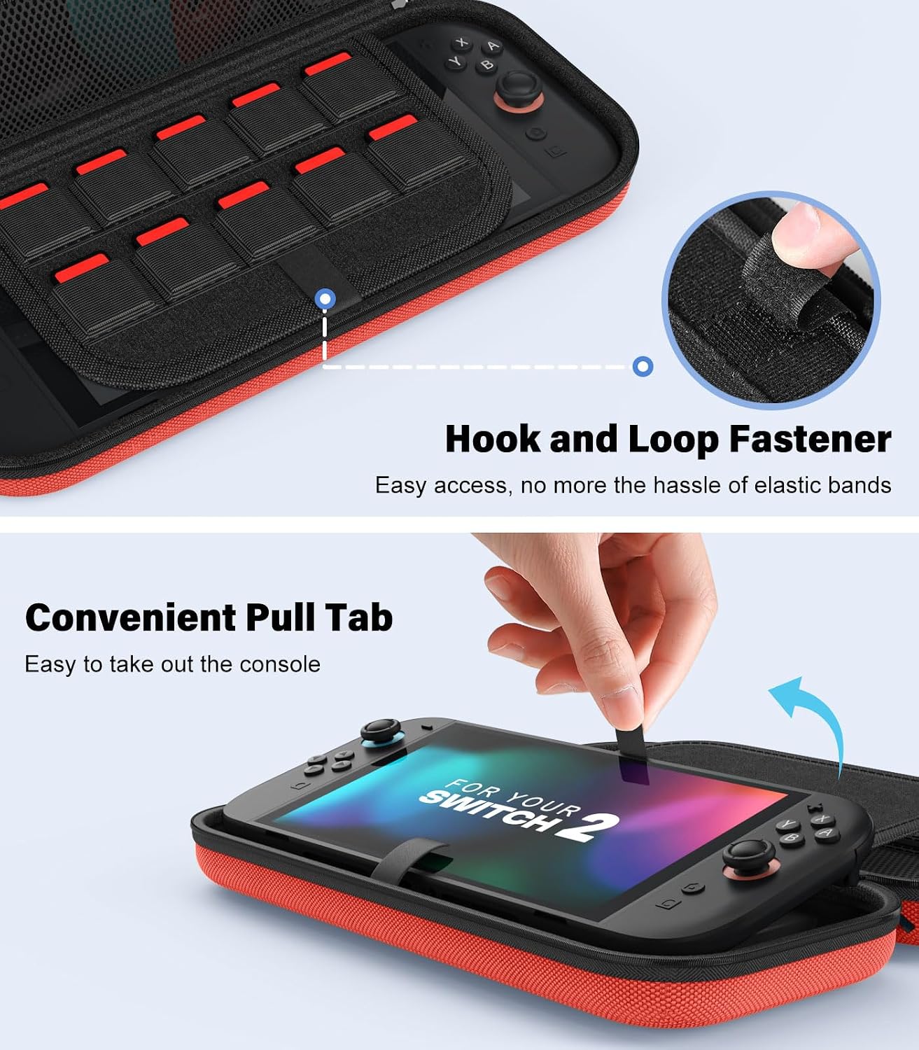 ESTUCHE MOKO PARA NINTENDO SWITCH 2 2025 CON CAPACIDAD PARA 10 CARTUCHOS COLOR NARANJA ROJIZO - 4