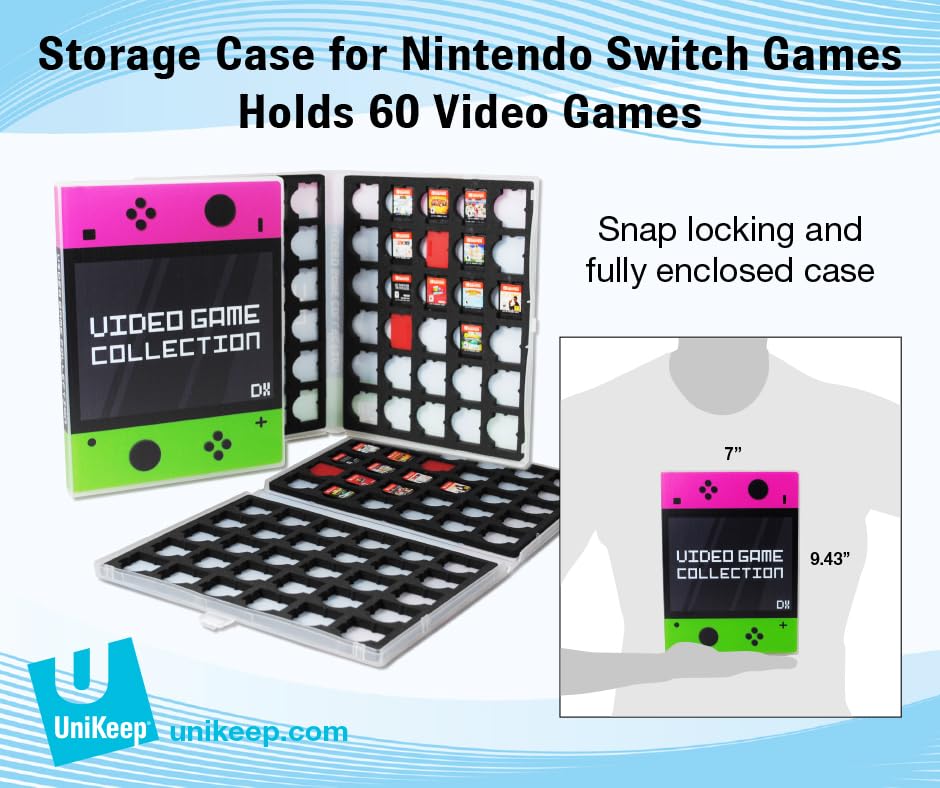 ESTUCHE UNIKEEP PARA CARTUCHOS NINTENDO SWITCH 60 JUEGOS ROSA Y VERDE - 2