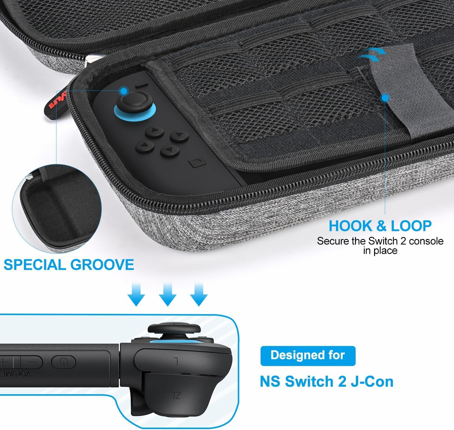 ESTUCHE PARA NINTENDO SWITCH 2 INNOAURA GRIS CON 9 RANURAS PARA JUEGOS - 3