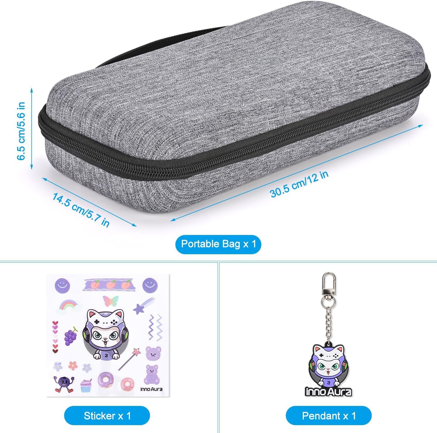 ESTUCHE PARA NINTENDO SWITCH 2 INNOAURA GRIS CON 9 RANURAS PARA JUEGOS - 5