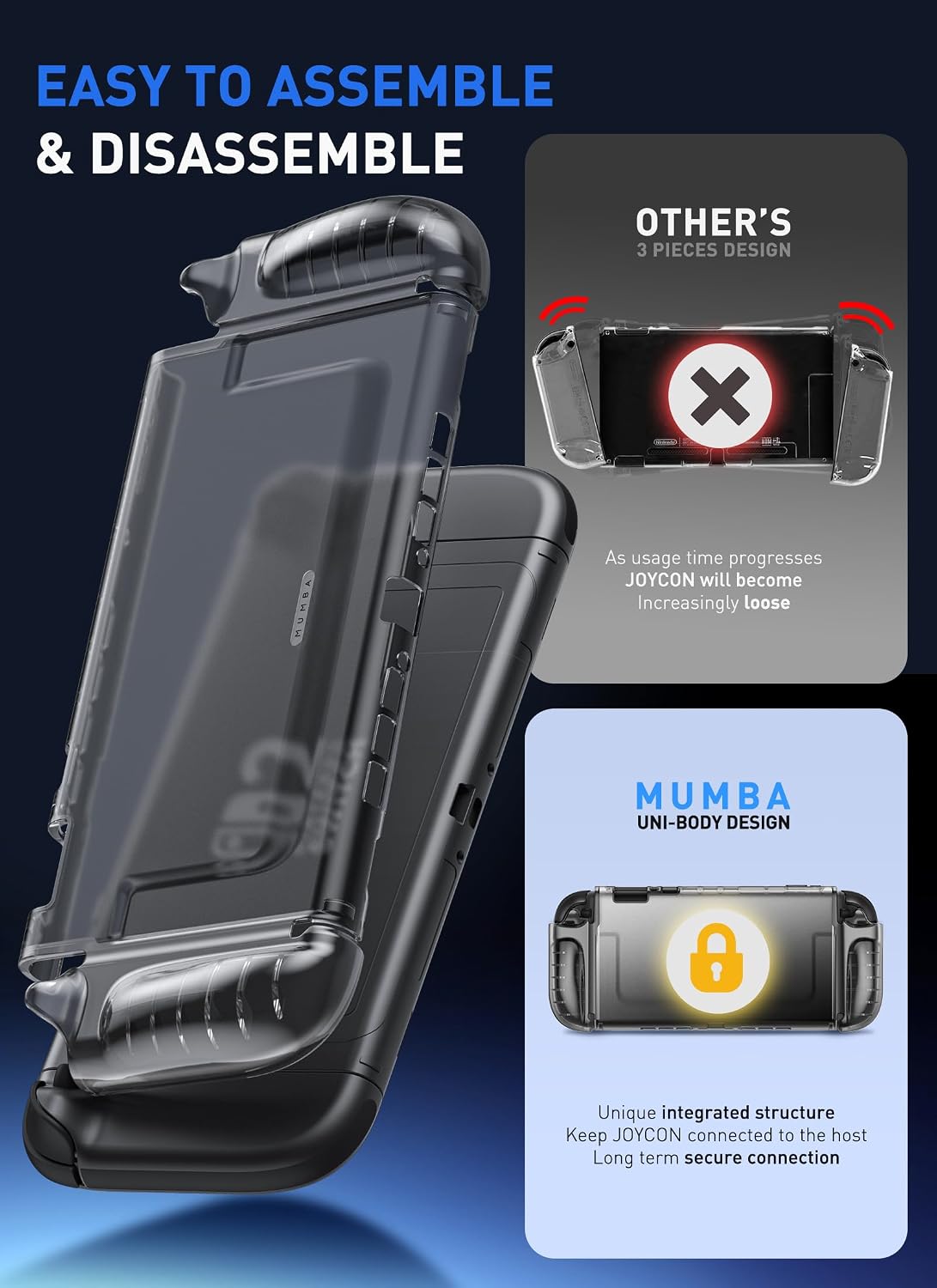 FUNDA MUMBA CLEAR PARA NINTENDO SWITCH 2 FROSTBLACK - 2