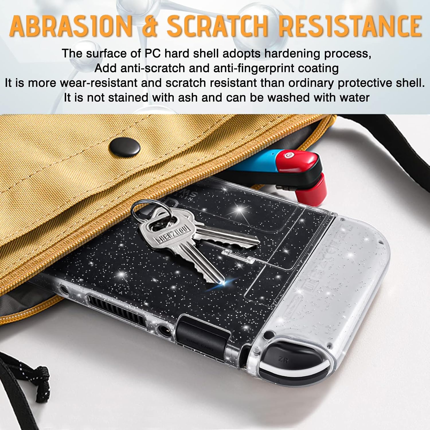 FUNDA PROTECTORA DLSEEGO PARA SWITCH OLED VERSIÓN ACTUALIZADA COLOR CRISTAL CON GLITTER - 4