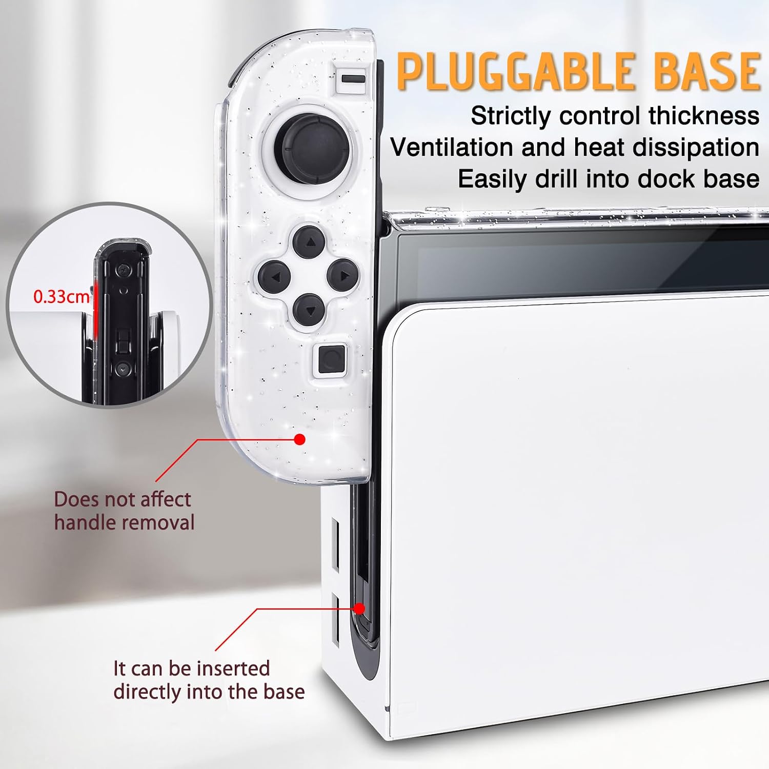 FUNDA PROTECTORA DLSEEGO PARA SWITCH OLED VERSIÓN ACTUALIZADA COLOR CRISTAL CON GLITTER - 5