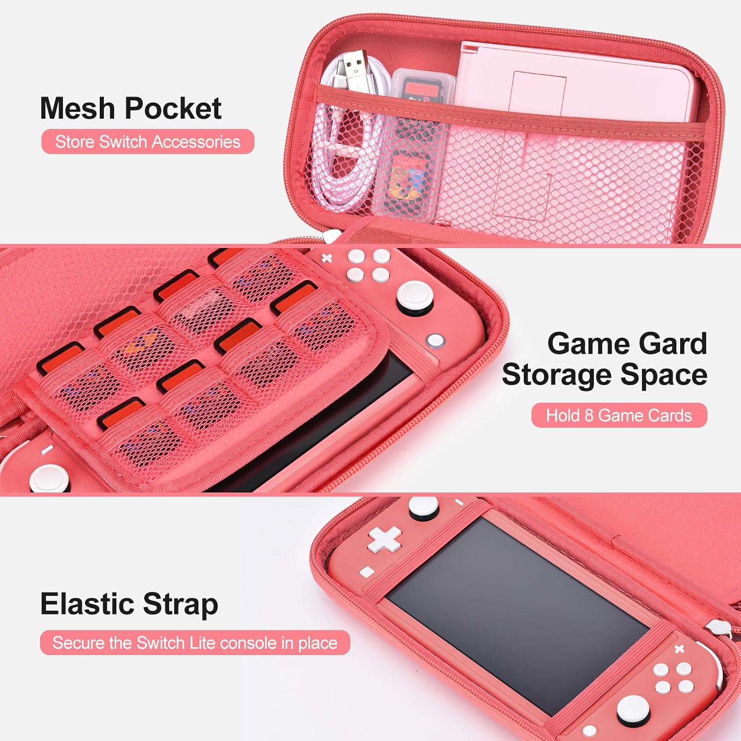 FUNDA PARA SWITCH LITE INNOAURA CON 18 ACCESORIOS CORAL - 3